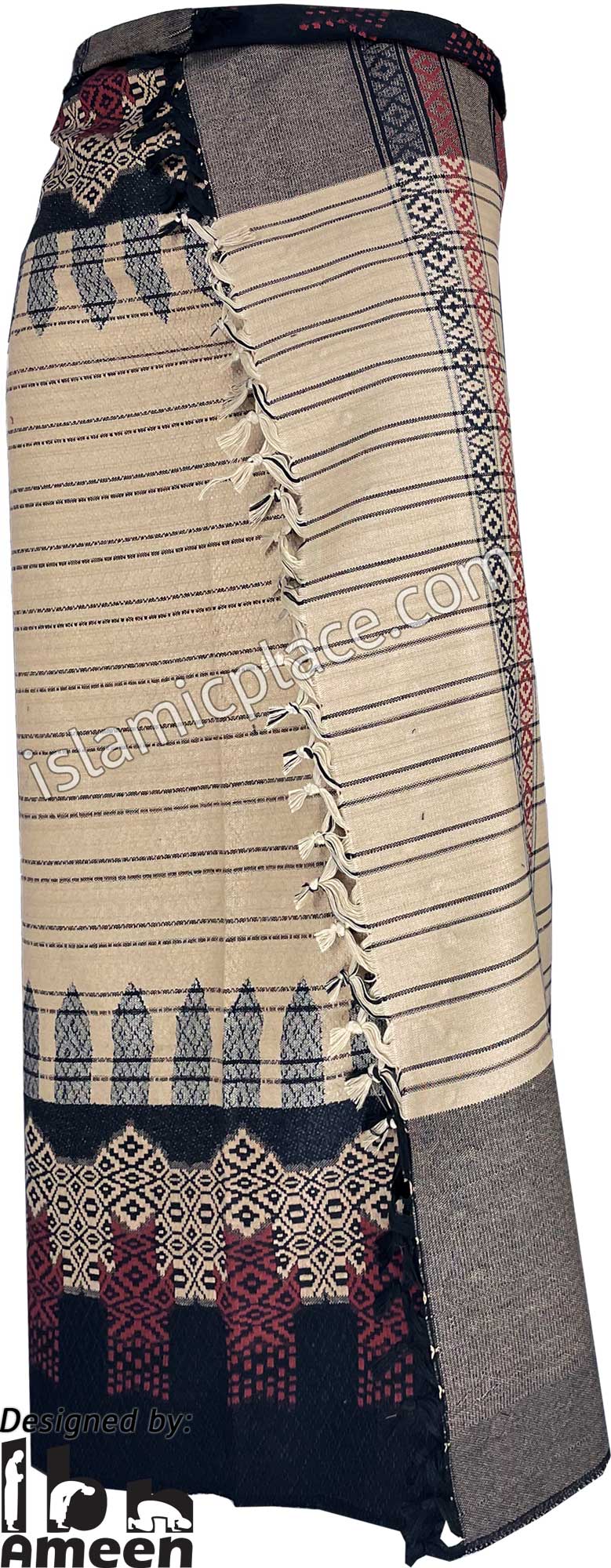 Sandstone and Black - Saleem Design Men Yemeni Lungi Izzar