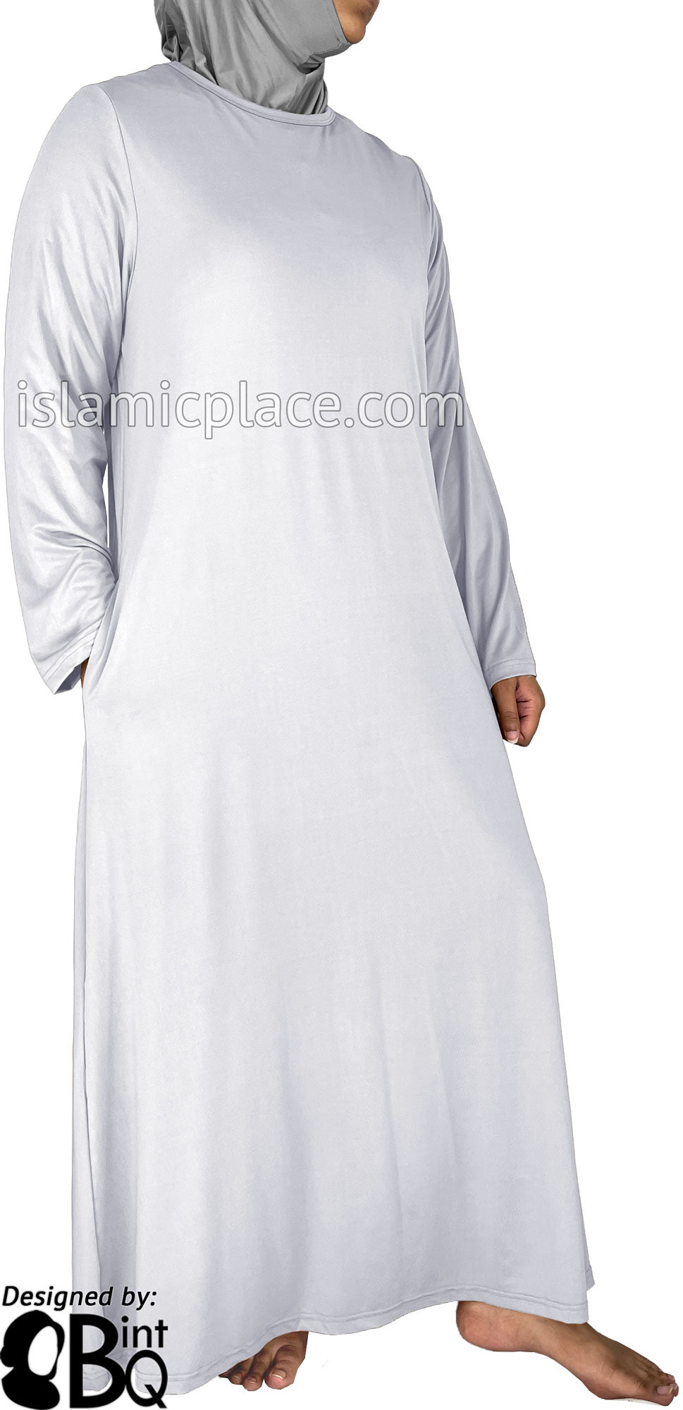 White - Salima Simply Elegant Basic Abaya by BintQ