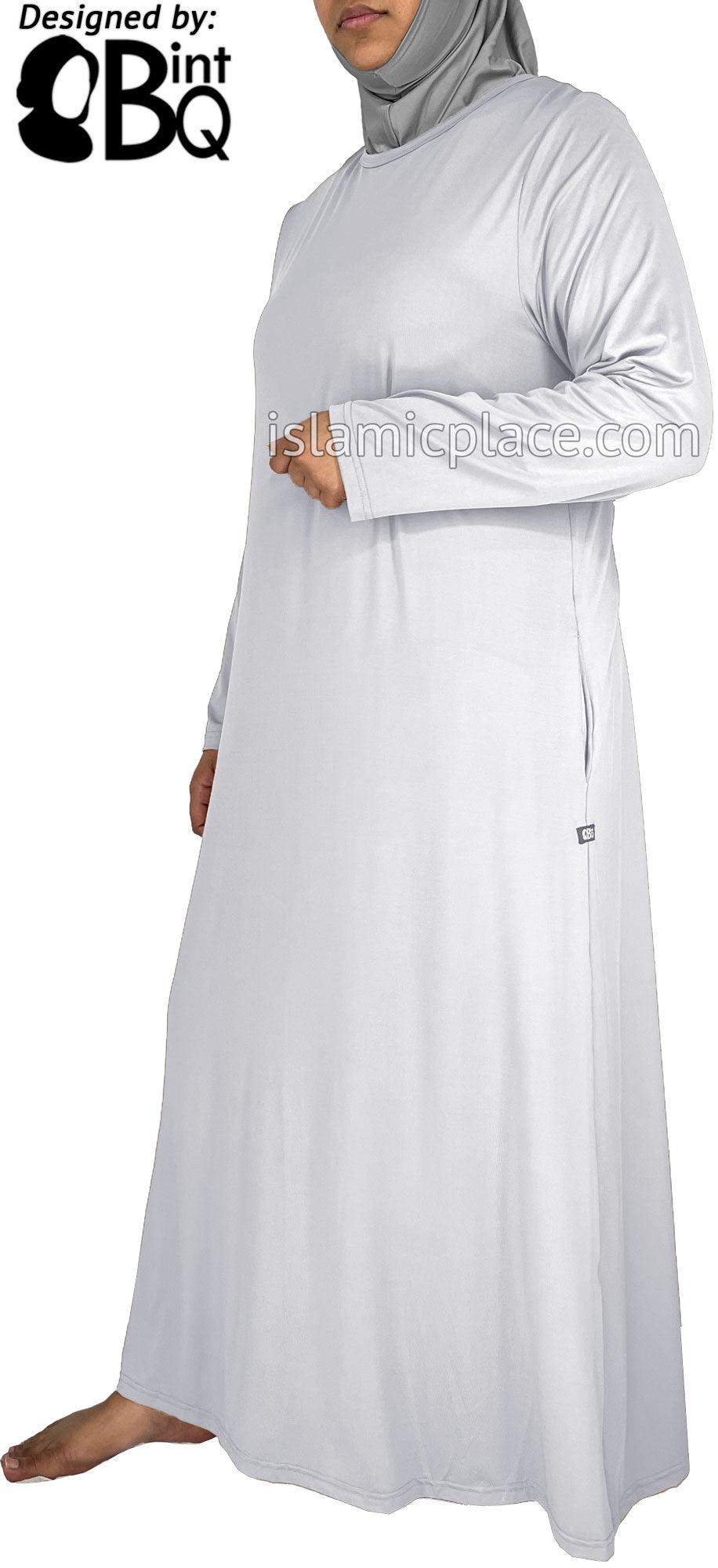 White - Salima Simply Elegant Basic Abaya by BintQ