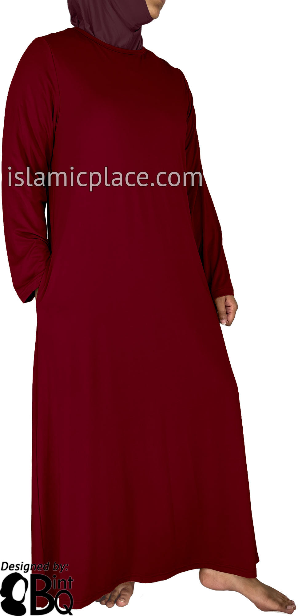 Light Burgundy - Salima Simply Elegant Basic Abaya by BintQ Light Burgundy - Salima Simply Elegant Basic Abaya by BintQ