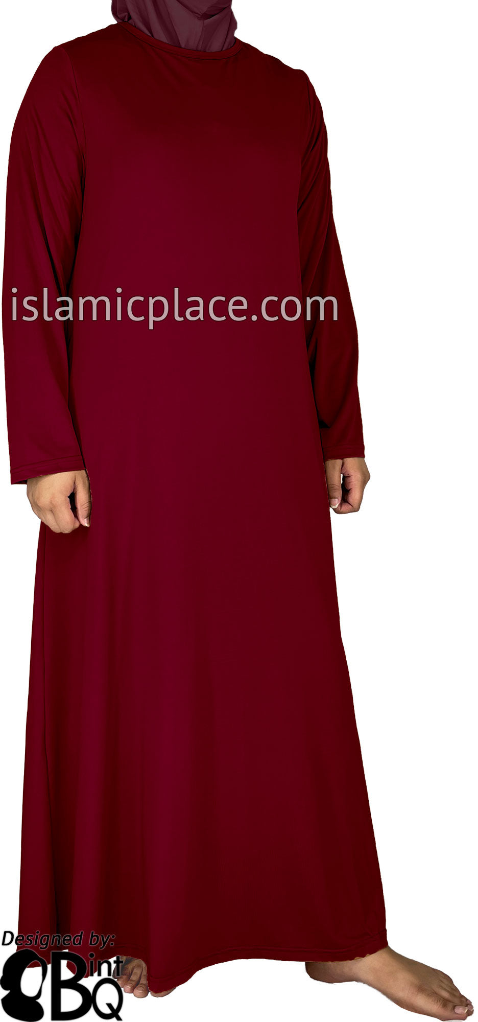 Light Burgundy - Salima Simply Elegant Basic Abaya by BintQ