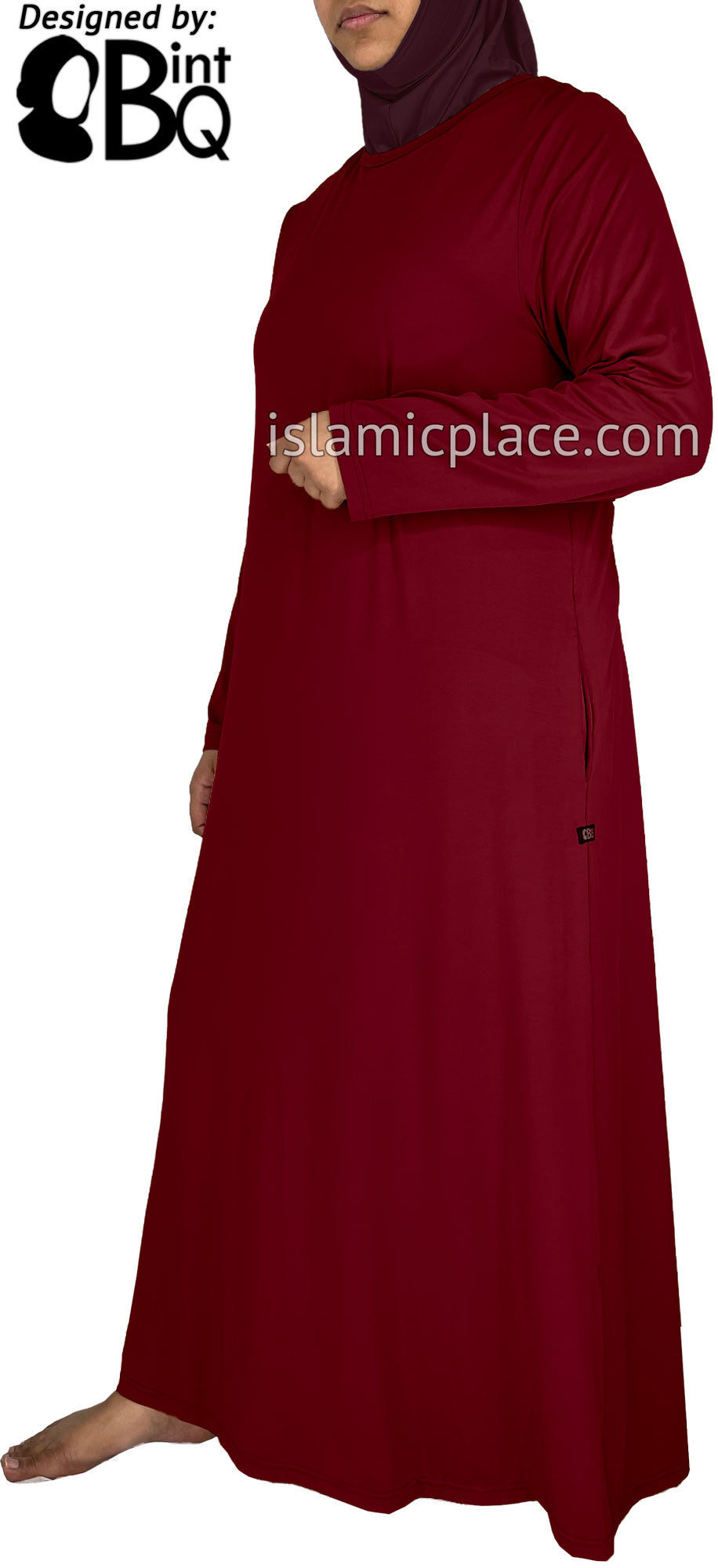 Light Burgundy - Salima Simply Elegant Basic Abaya by BintQ
