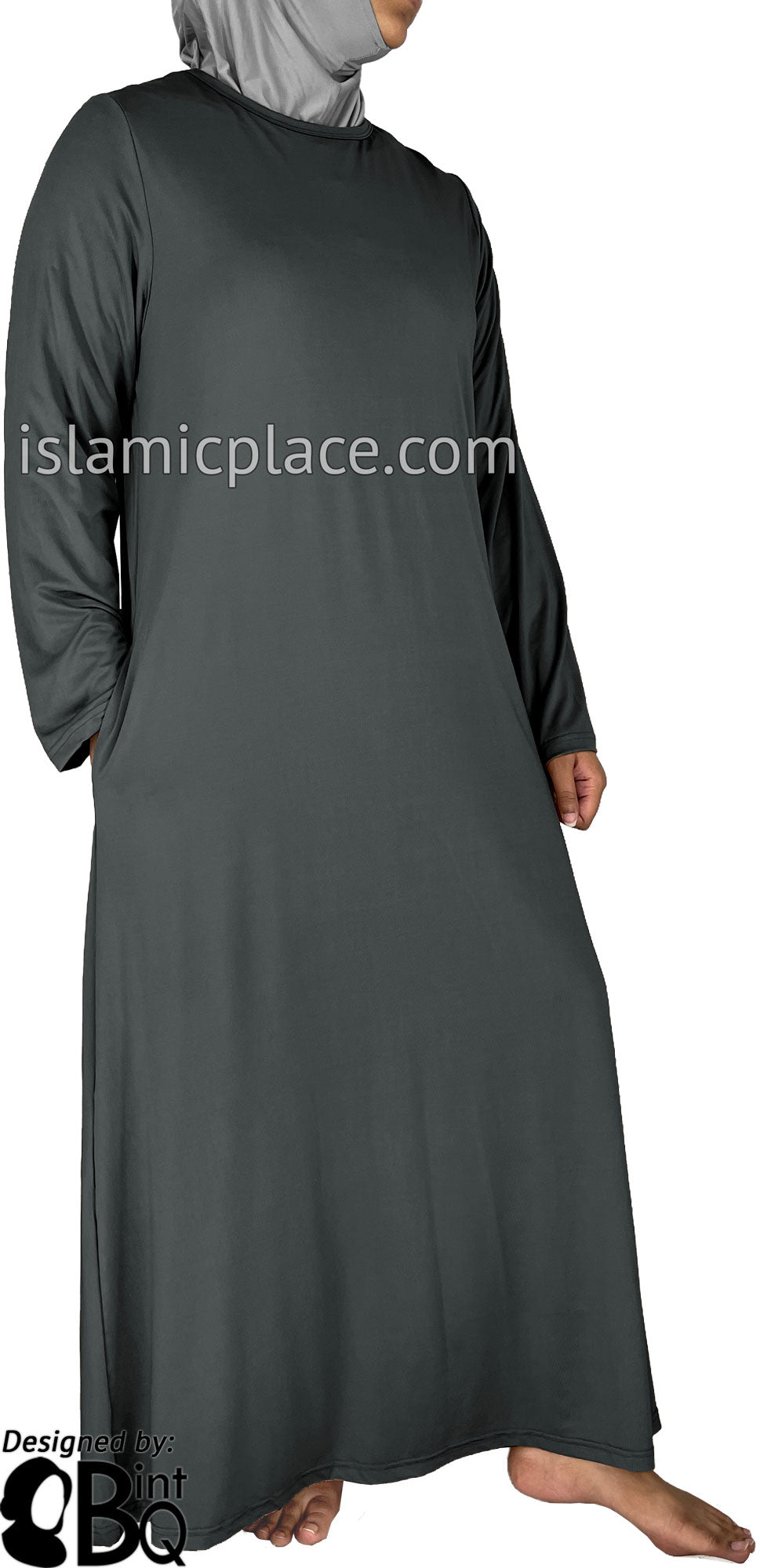 Charcoal Gray - Salima Simply Elegant Basic Abaya by BintQ