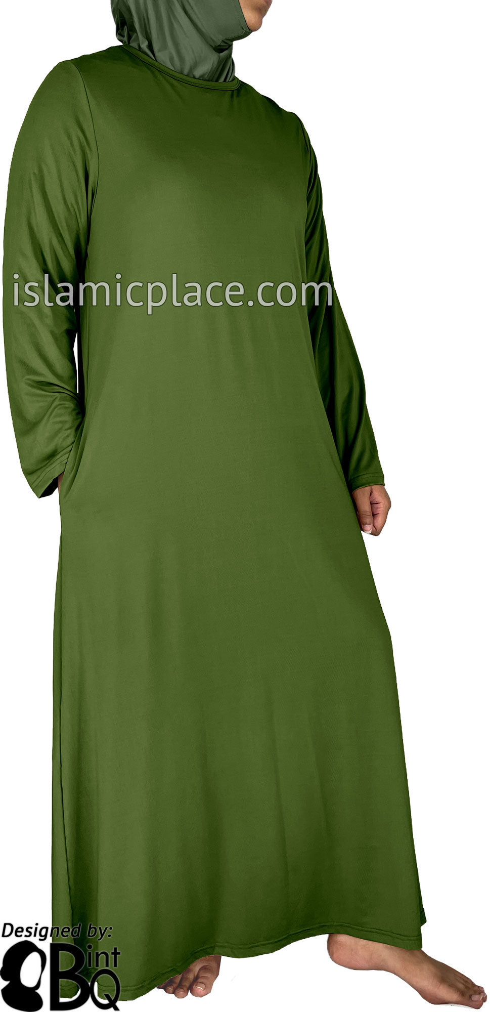 Fresh Olive - Salima Simply Elegant Basic Abaya by BintQ