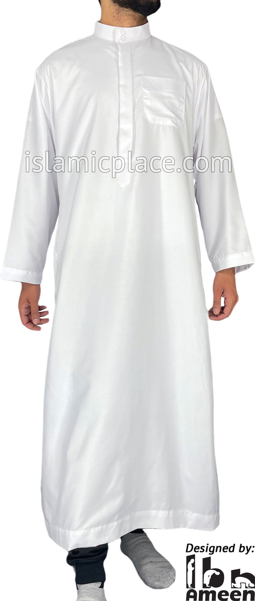 White - Aziz Style Men Saudi Thob by Ibn Ameen