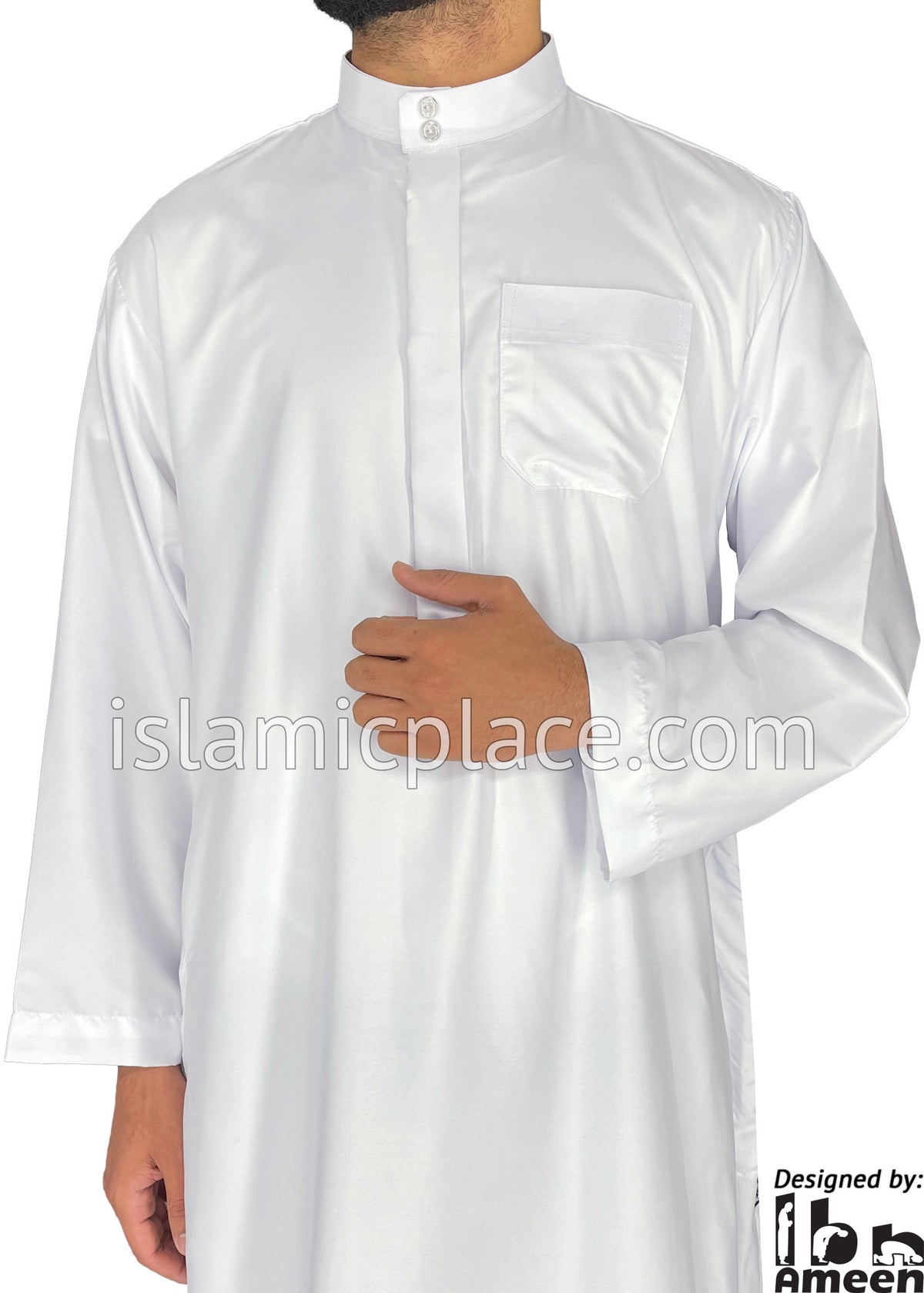 White - Aziz Style Men Saudi Thob by Ibn Ameen