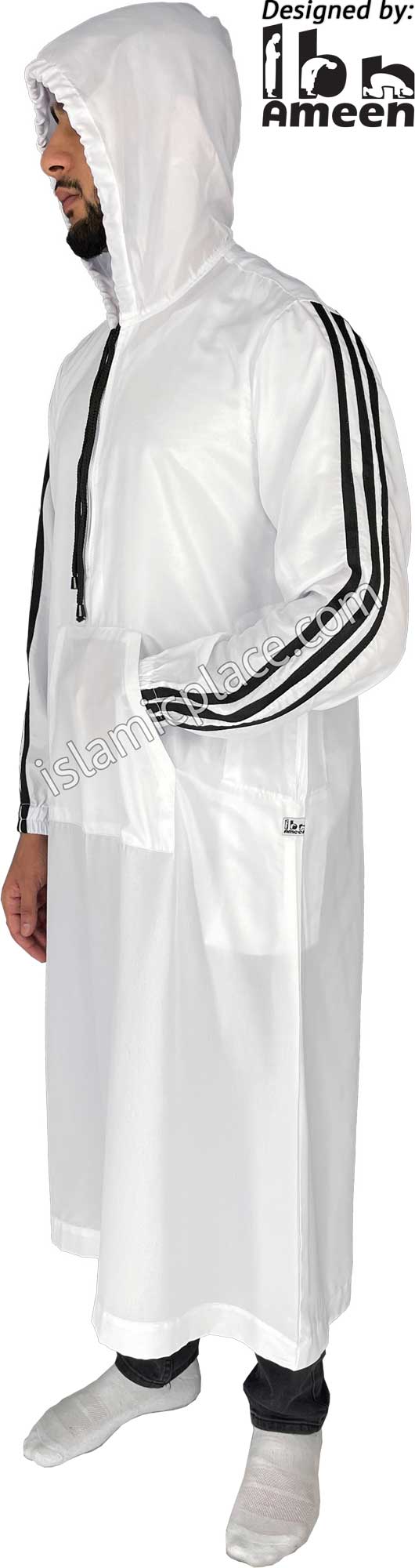 White - Adil Boy&#39;s Hoodie Thob by Ibn Ameen - IA14