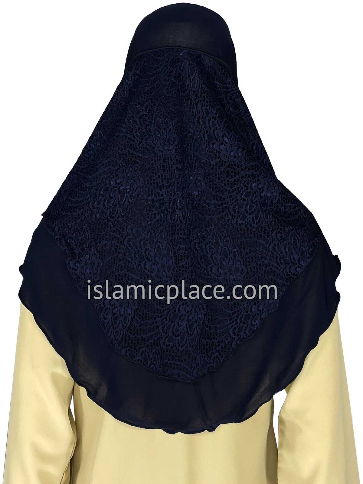 Navy Blue - Luxurious Net Style Teen to Adult (Large) Hijab Al-Amira (1-piece style) - Design 14