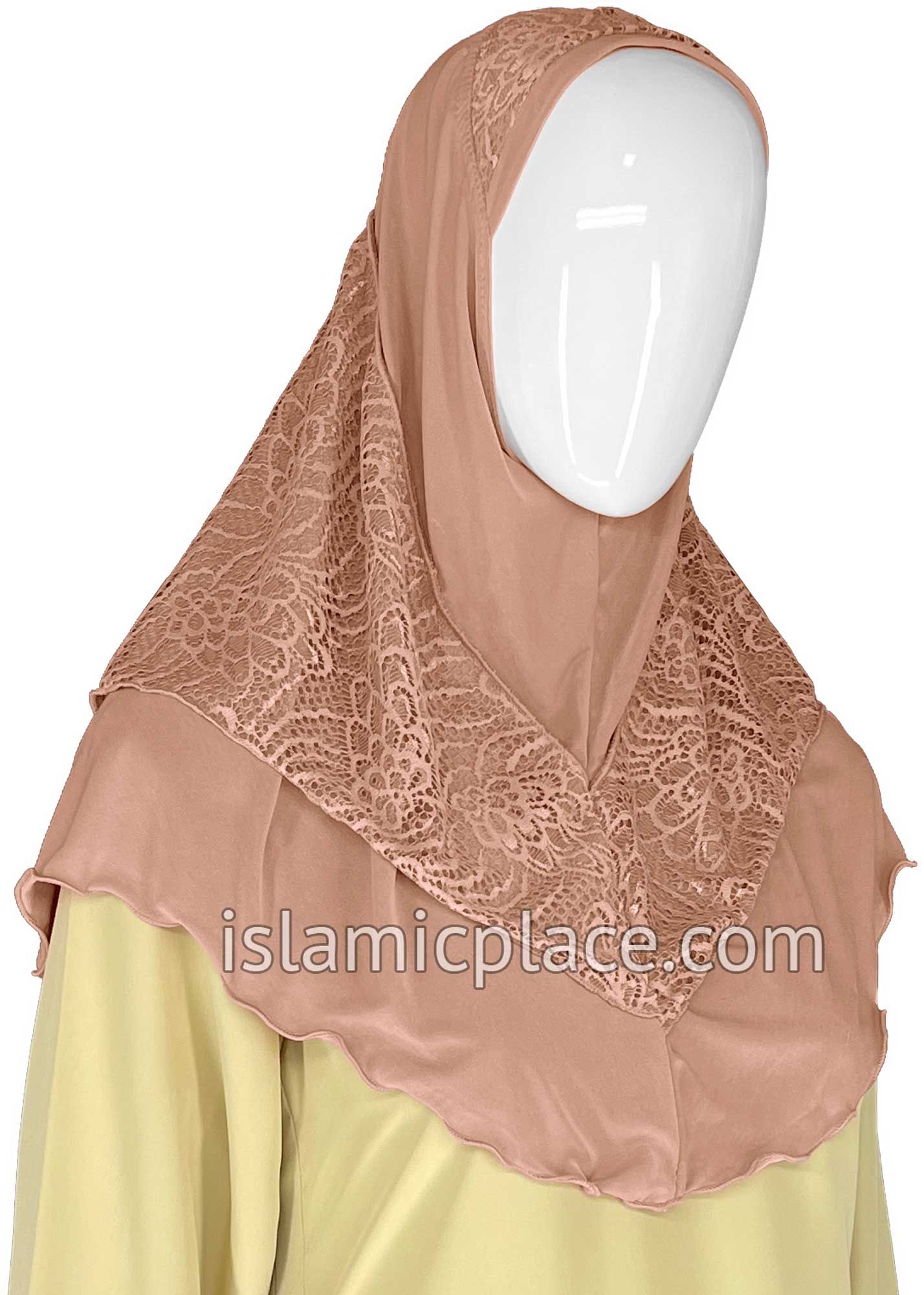 Rose Gold - Luxurious Net Style Teen to Adult (Large) Hijab Al-Amira (1-piece style) - Design 14