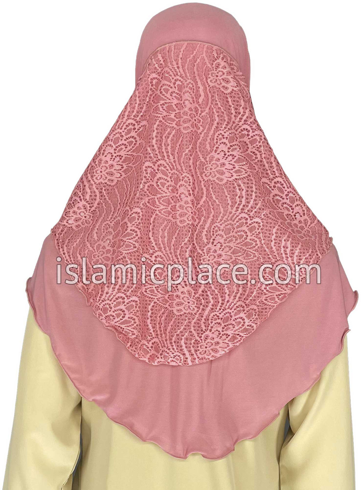 Pink - Luxurious Net Style Teen to Adult (Large) Hijab Al-Amira (1-piece style) - Design 14