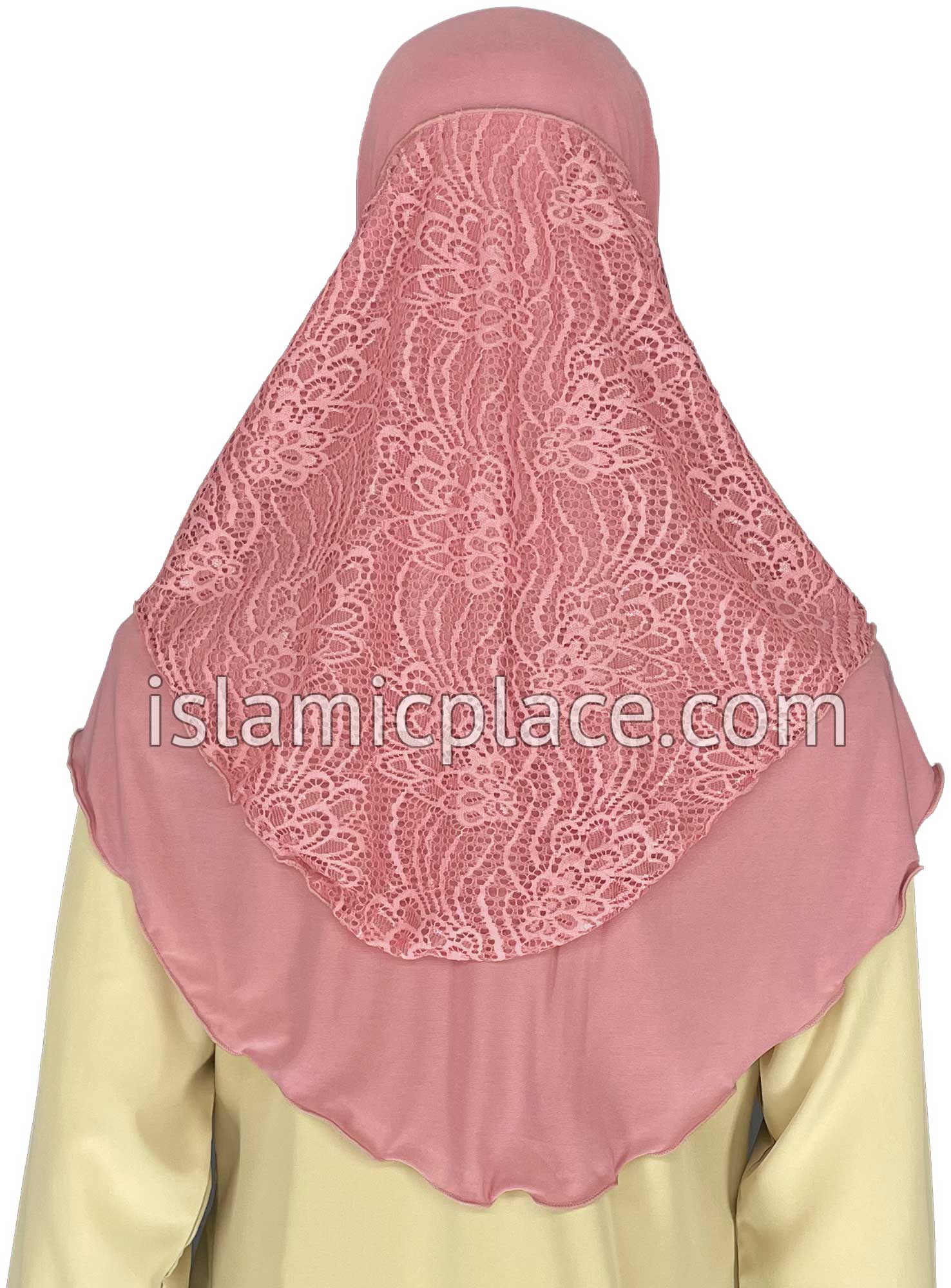Pink - Luxurious Net Style Teen to Adult (Large) Hijab Al-Amira (1-piece style) - Design 14