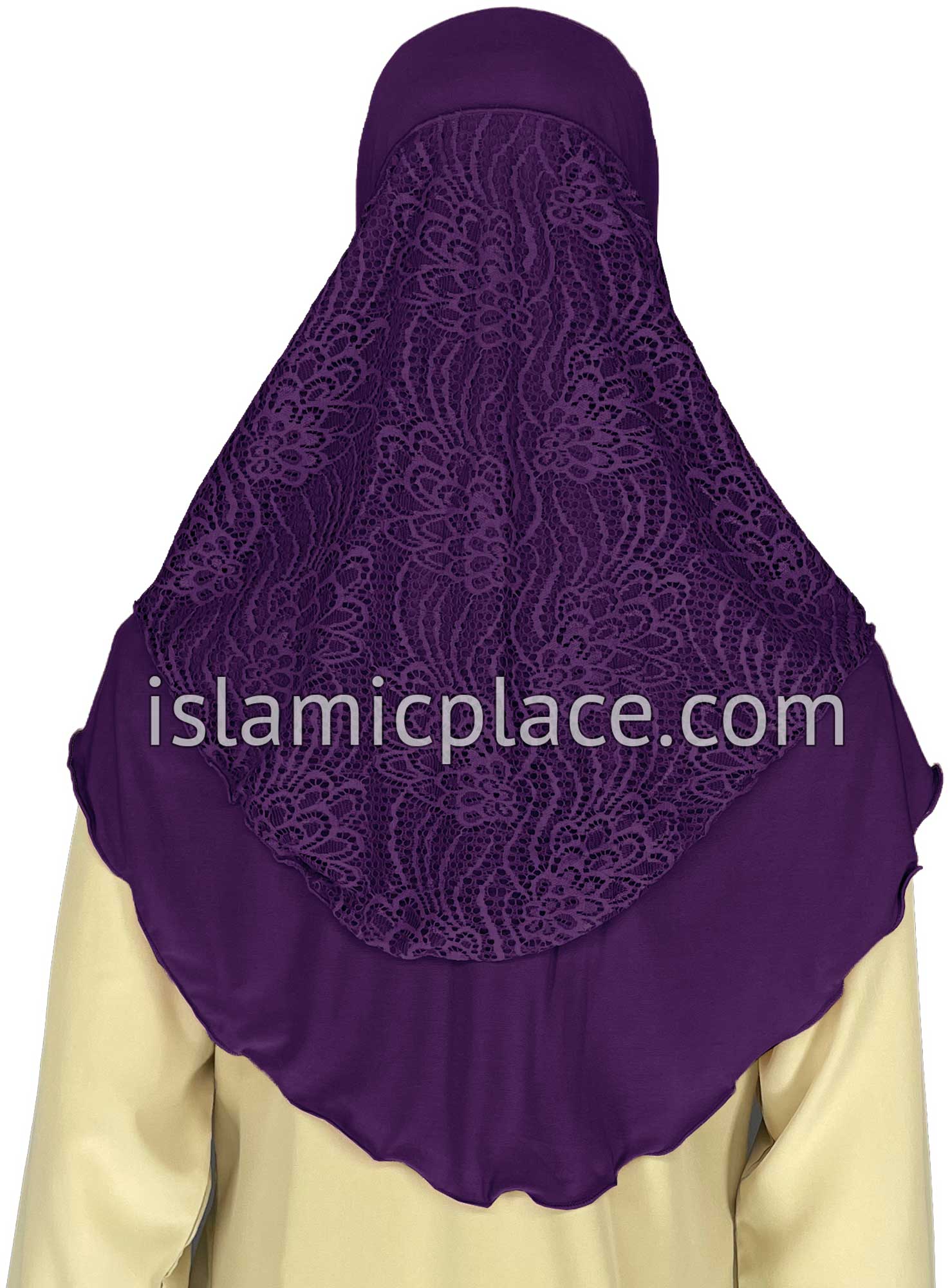 Purple - Luxurious Net Style Teen to Adult (Large) Hijab Al-Amira (1-piece style) - Design 14