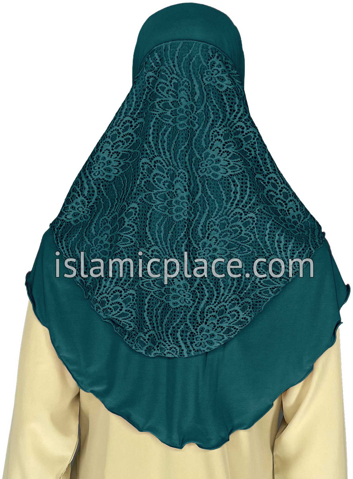 Dark Teal - Luxurious Net Style Teen to Adult (Large) Hijab Al-Amira (1-piece style) - Design 14