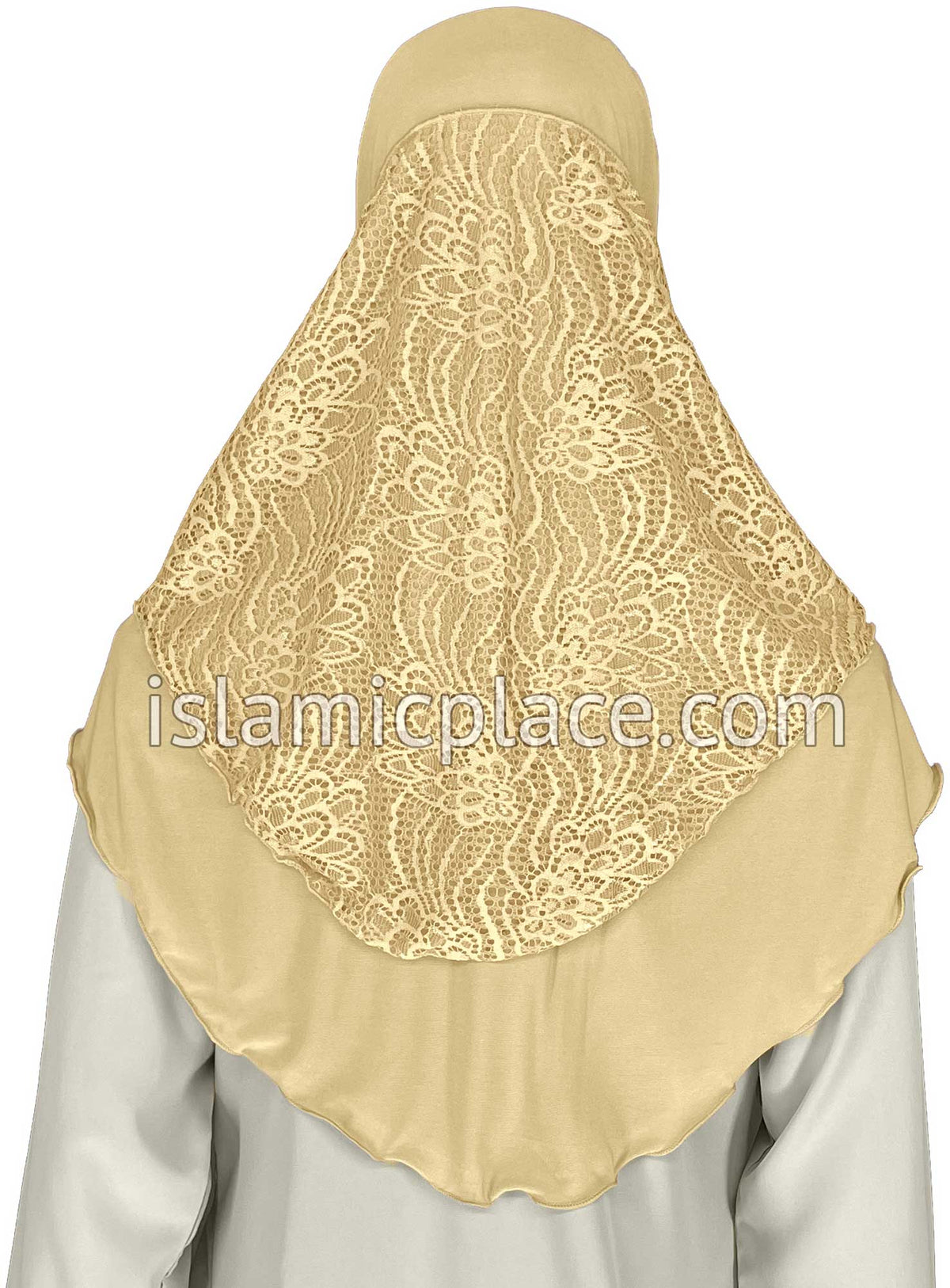 Oatmeal - Luxurious Net Style Teen to Adult (Large) Hijab Al-Amira (1-piece style) - Design 14