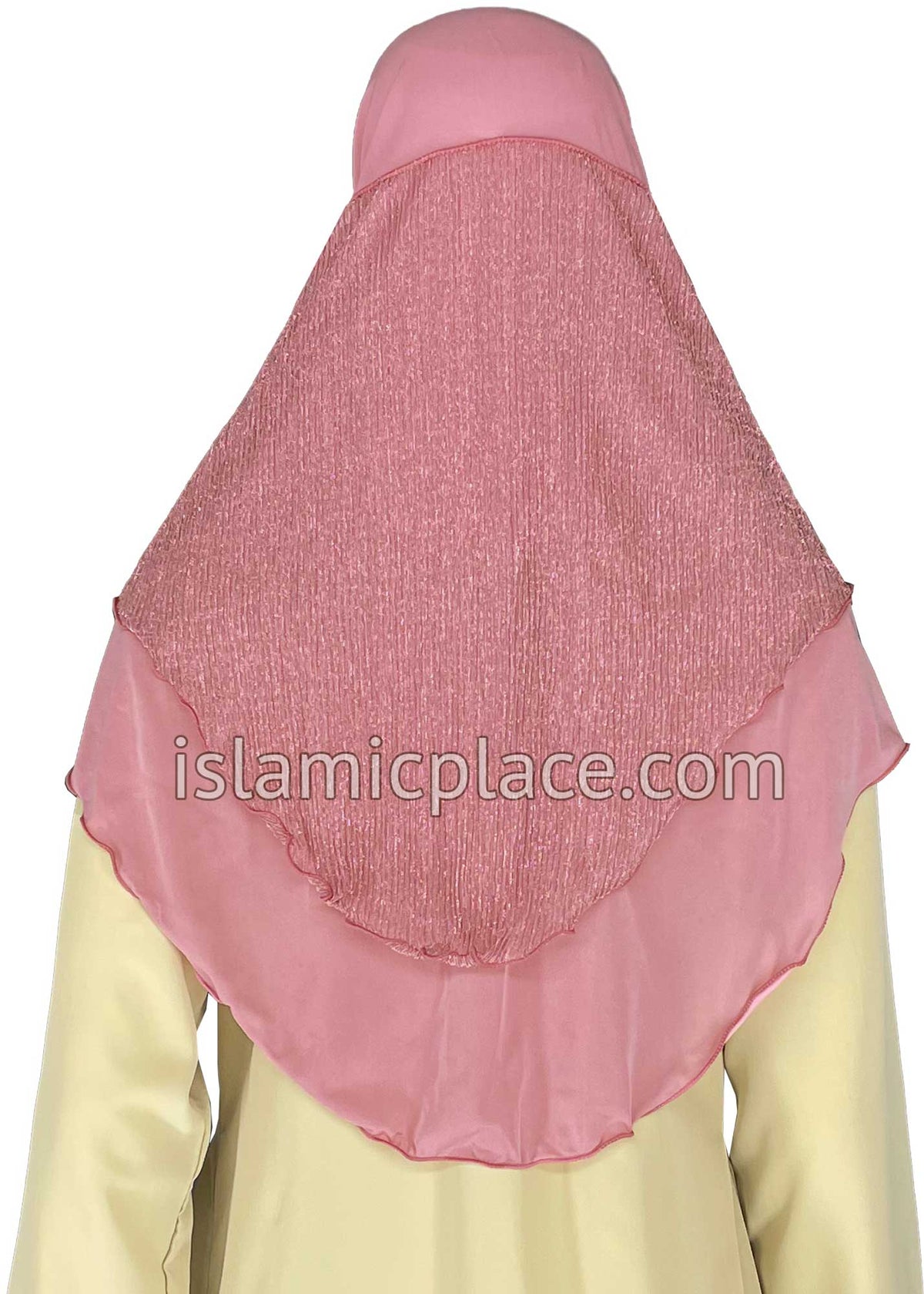 Pink - Sparle Net Style Teen to Adult (Large) Hijab Al-Amira (1-piece style) - Design 15