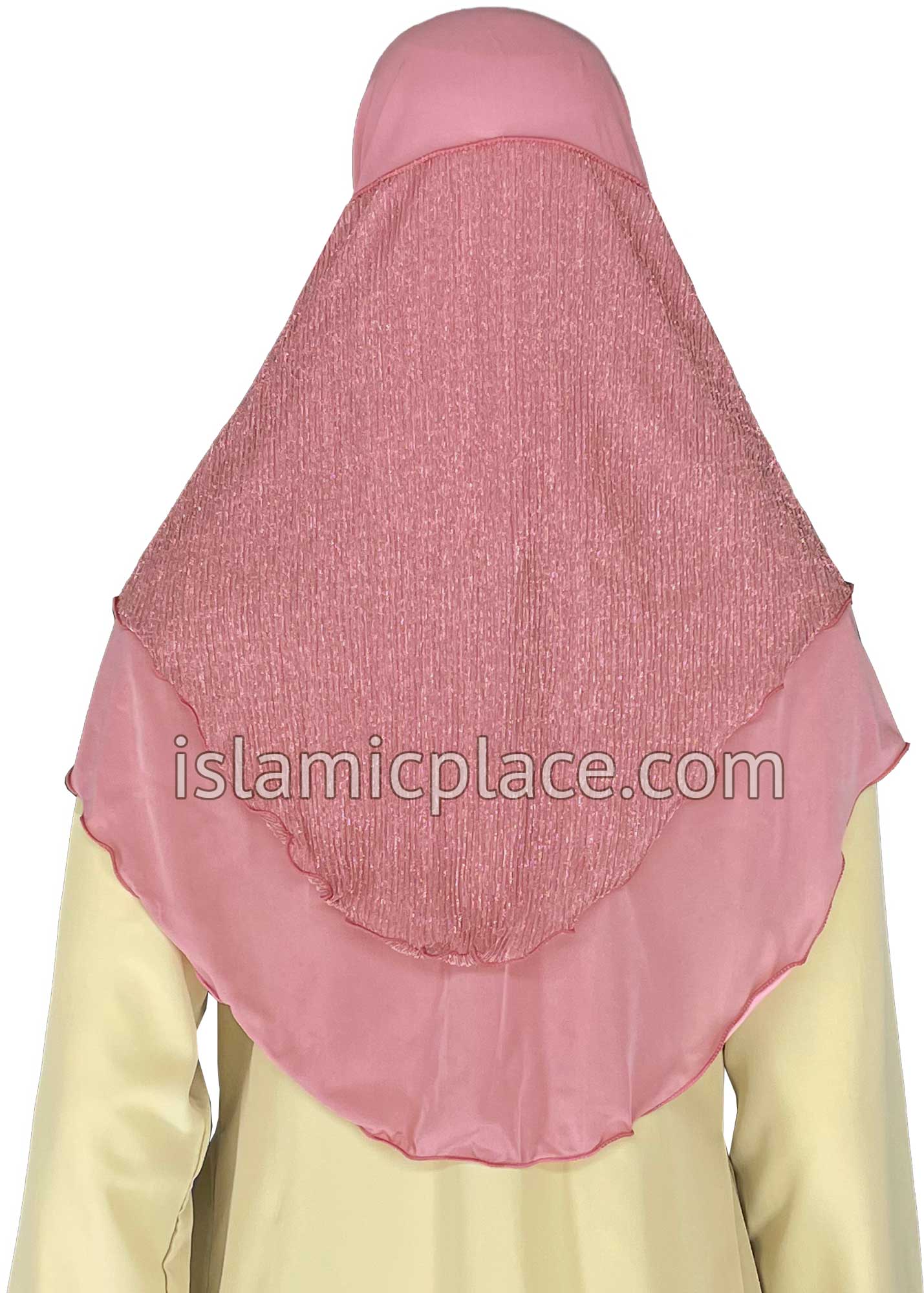 Pink - Sparle Net Style Teen to Adult (Large) Hijab Al-Amira (1-piece style) - Design 15