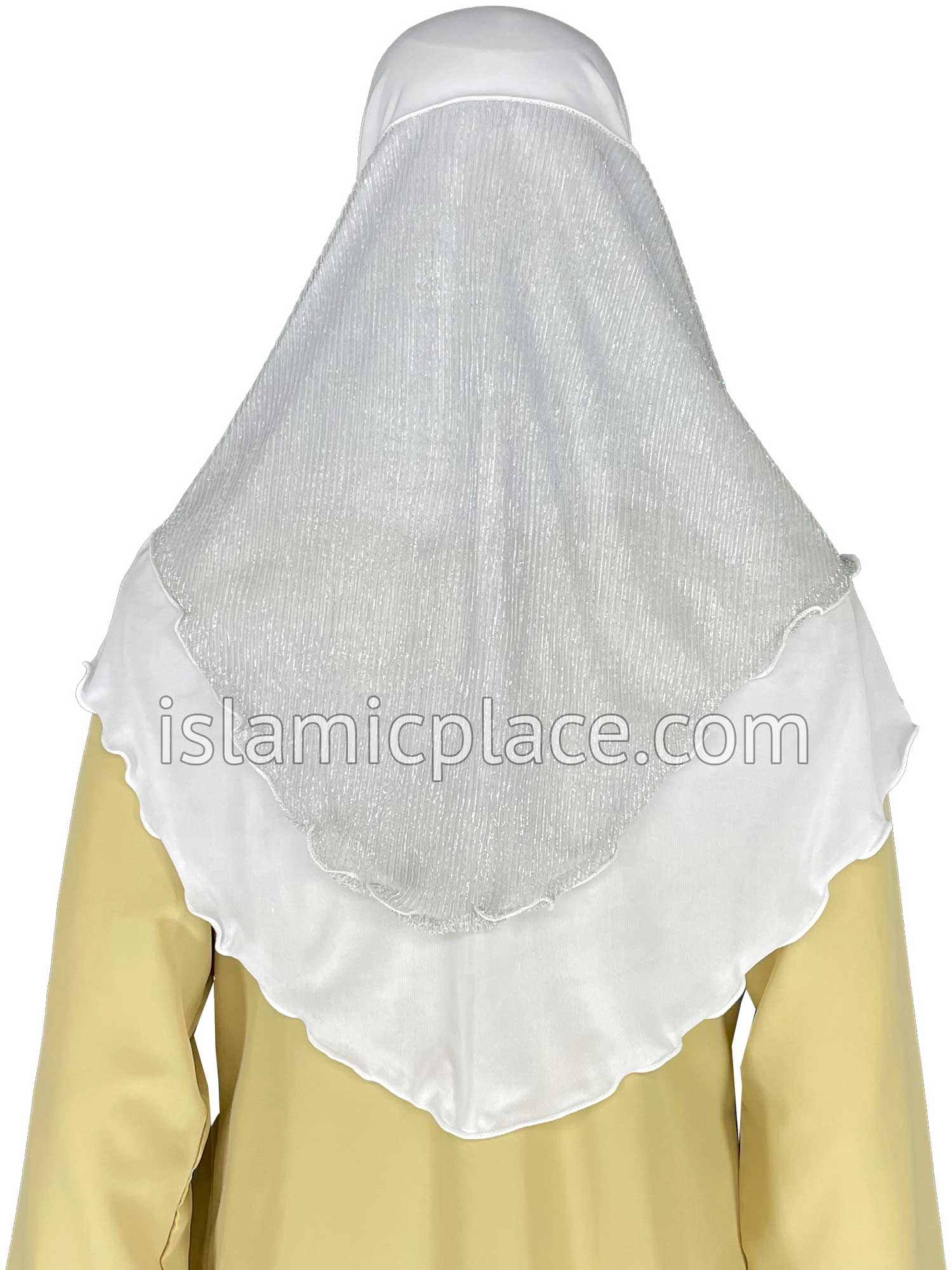 White - Sparle Net Style Teen to Adult (Large) Hijab Al-Amira (1-piece style) - Design 15