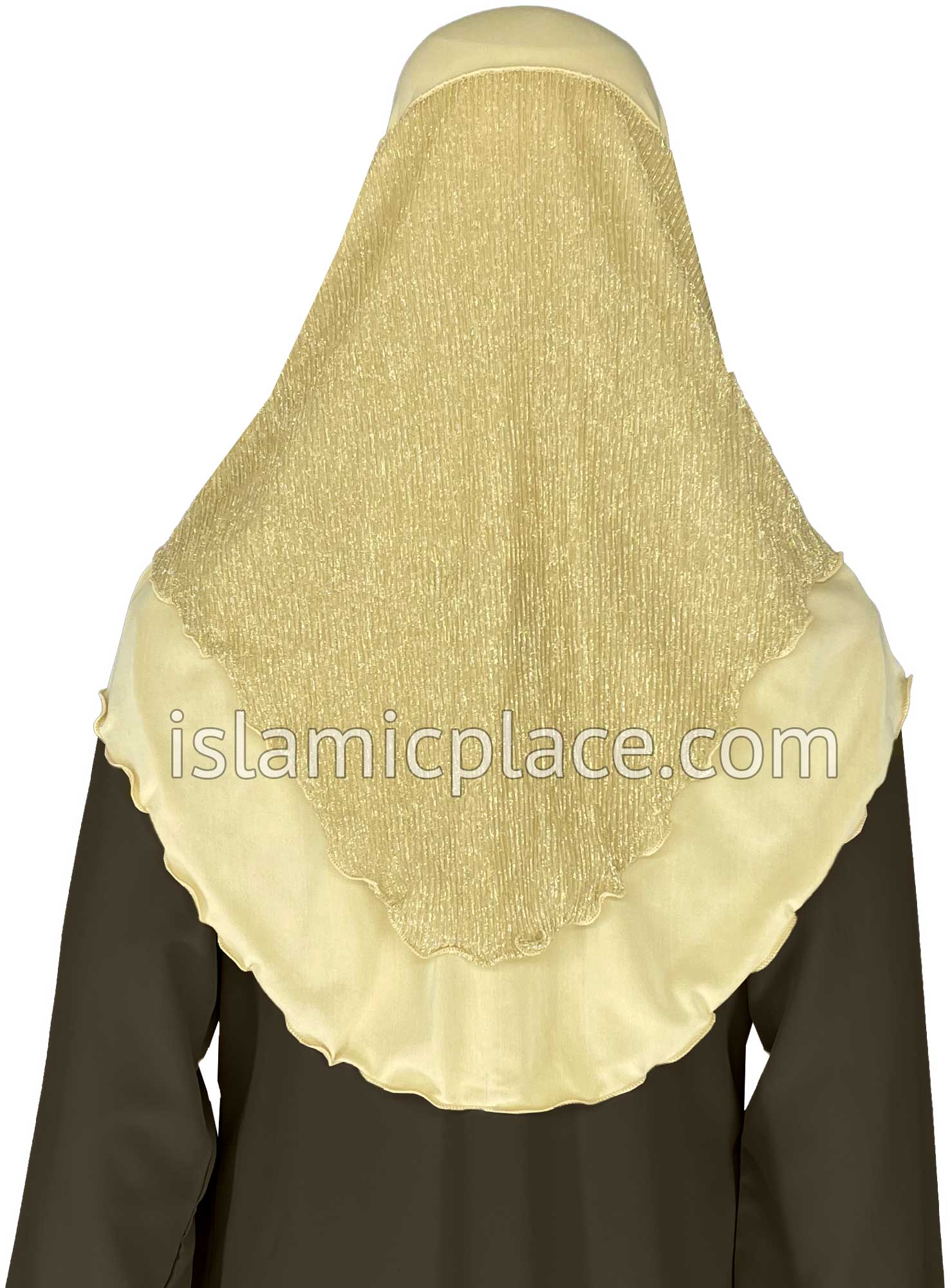 Tan - Sparle Net Style Teen to Adult (Large) Hijab Al-Amira (1-piece style) - Design 15