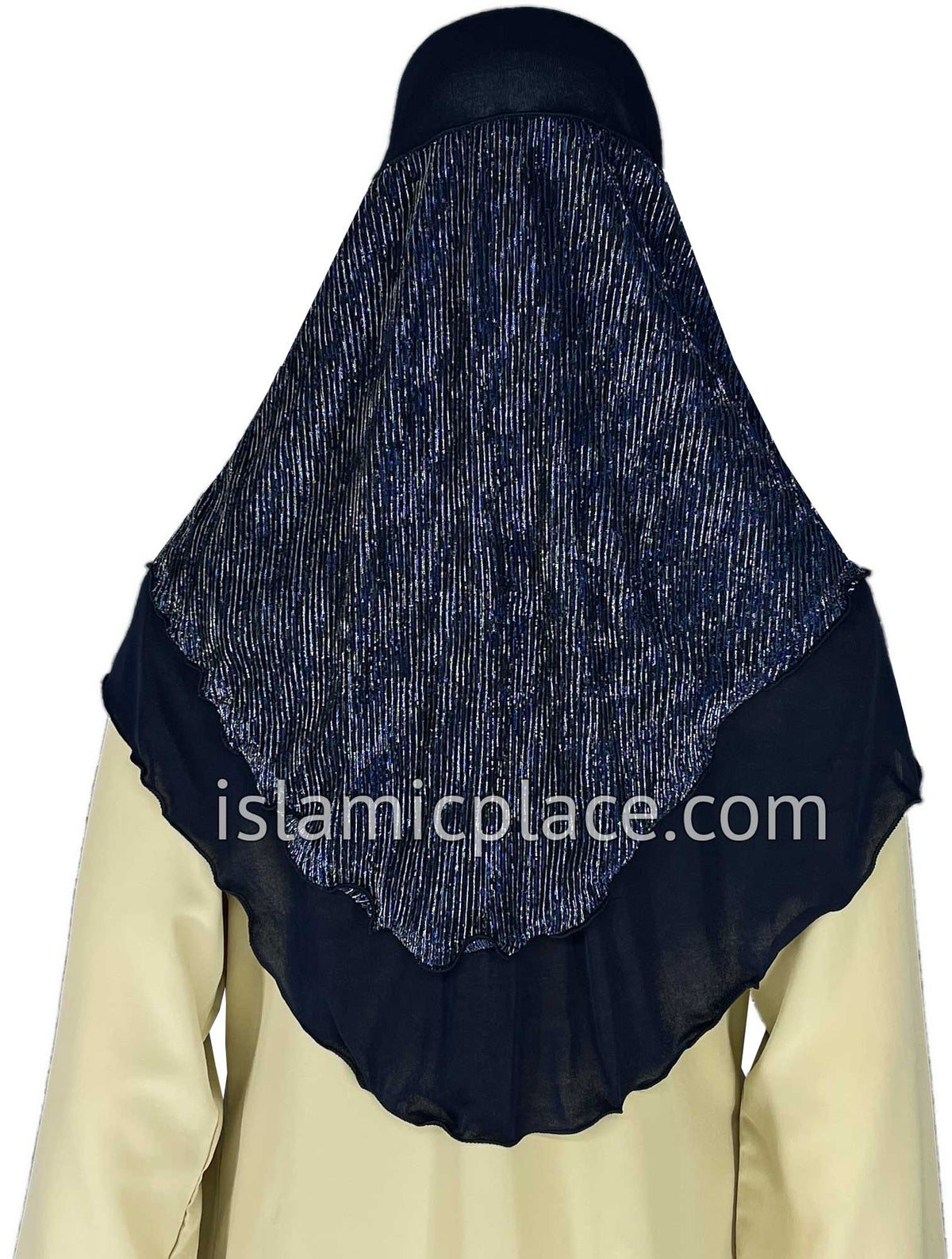 Navy Blue - Sparle Net Style Teen to Adult (Large) Hijab Al-Amira (1-piece style) - Design 15
