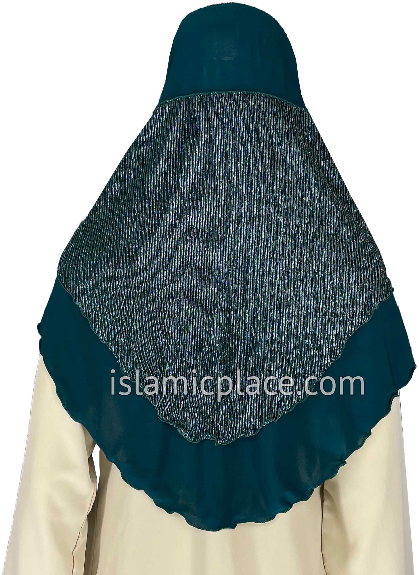 Dark Teal - Sparle Net Style Teen to Adult (Large) Hijab Al-Amira (1-piece style) - Design 15