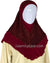 Burgundy - Sparle Net Style Teen to Adult (Large) Hijab Al-Amira (1-piece style) - Design 15