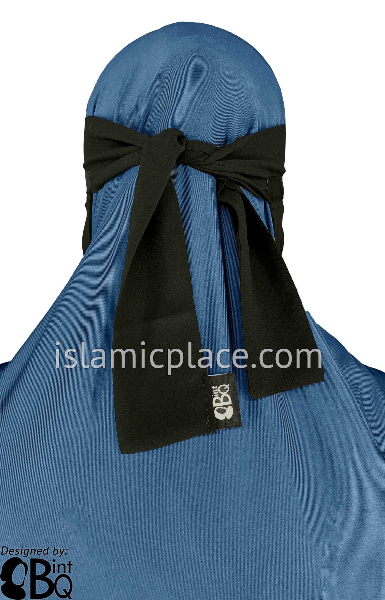 Silver Stones on Black Niqab - Waves Design 2