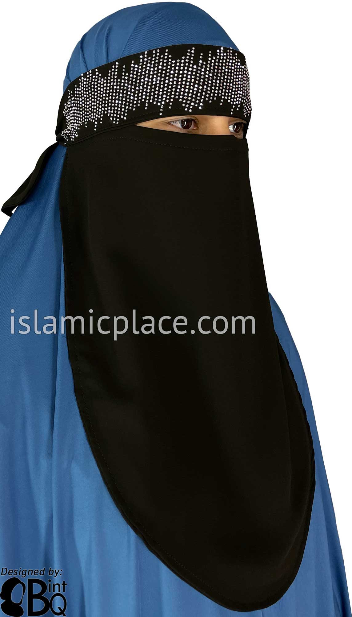 Silver Stones on Black Niqab - Parallel Shatter Design 7