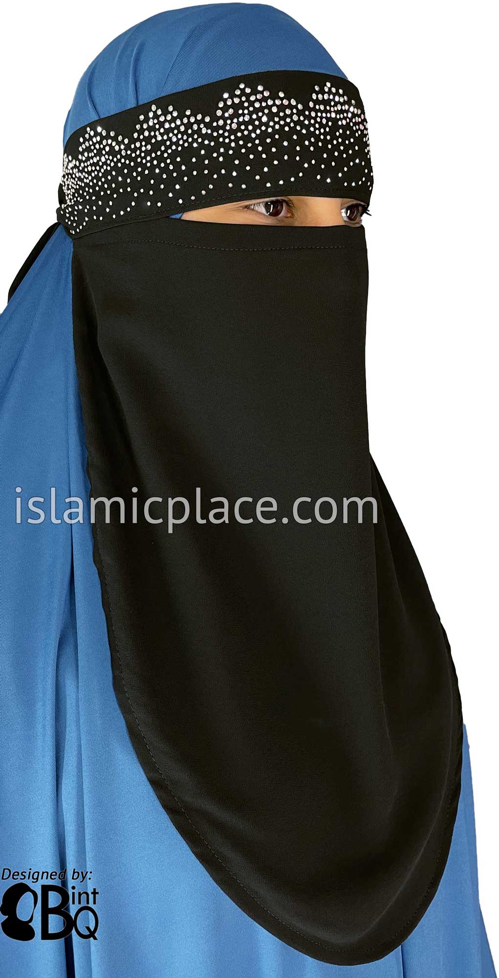 Silver Stones on Black Niqab - Mist Design 12