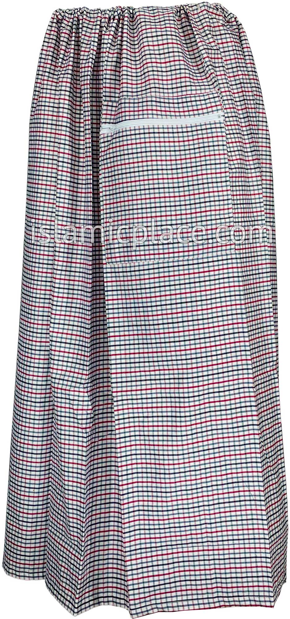 White, Burgundy and Black - Small Plaid Design Men Lungi Izar