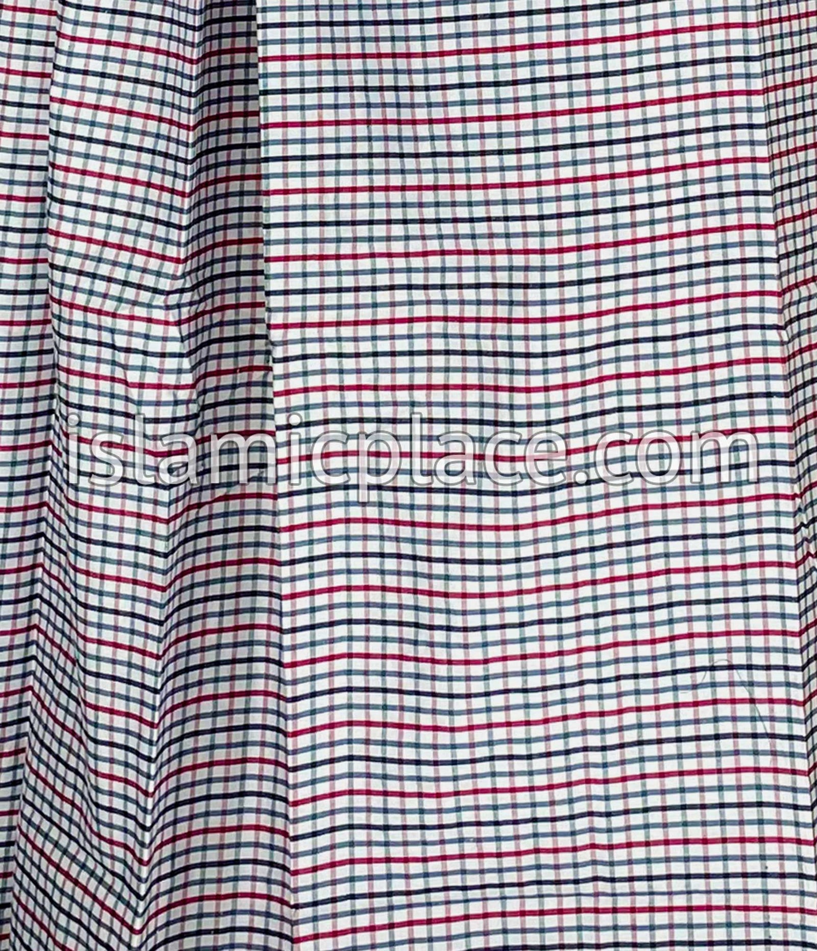 White, Burgundy and Black - Small Plaid Design Men Lungi Izar