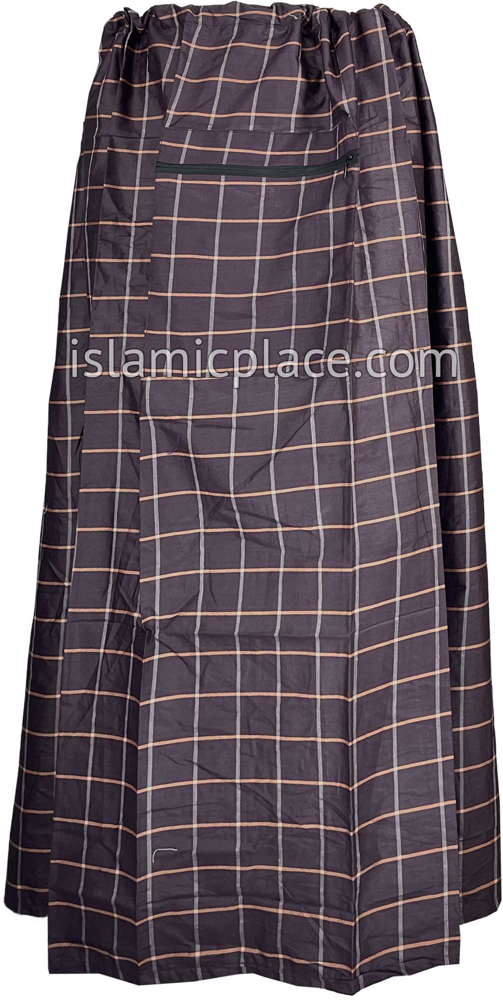 Plum Brown and Coral - Square Grid Design Men Lungi Izar