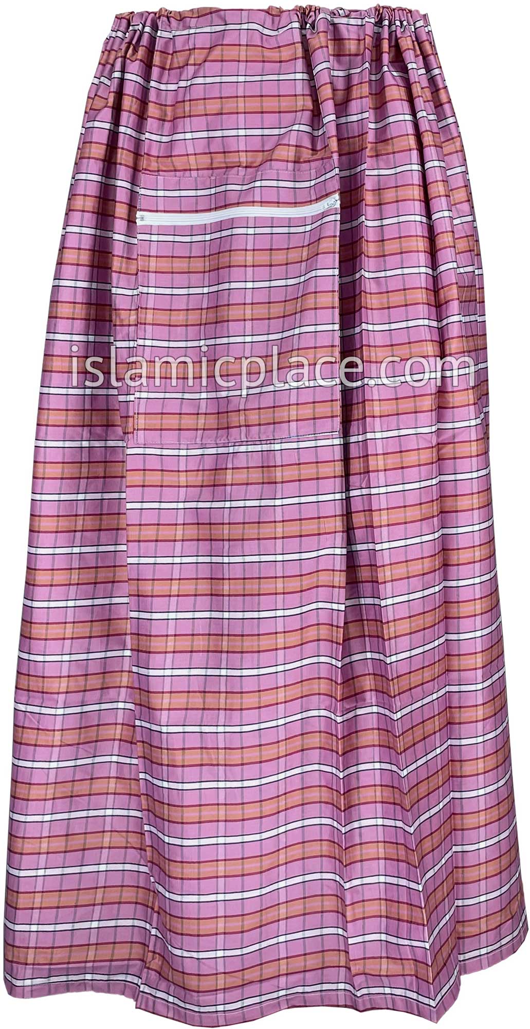 Raspberry Pink, Coral, White and Black - Plaid Design Men Lungi Izar