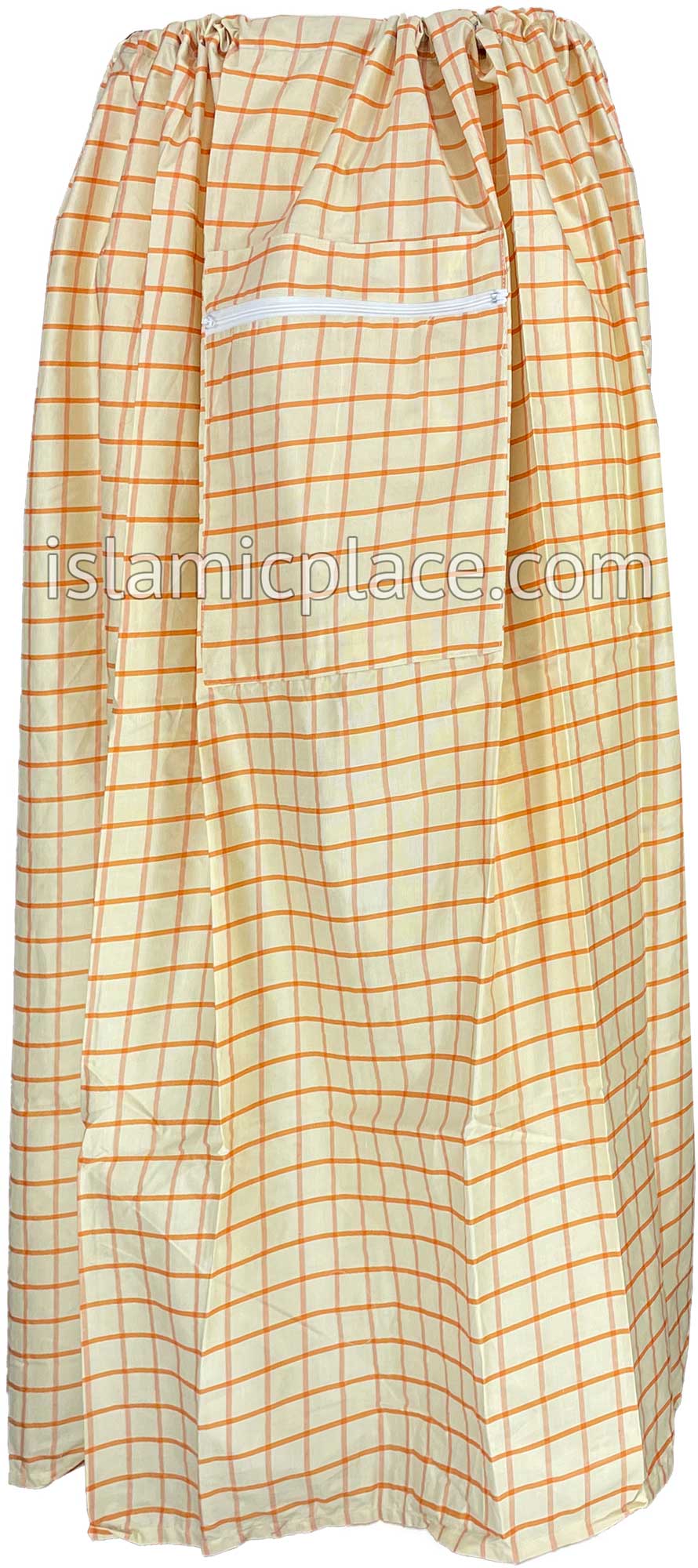 Cream and Orange - Plaid Design Men Lungi Izar