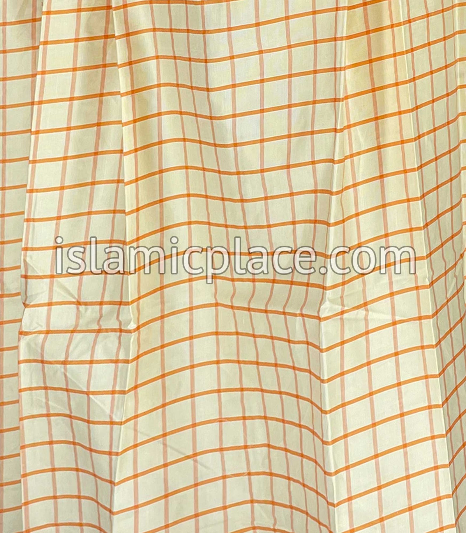 Cream and Orange - Plaid Design Men Lungi Izar