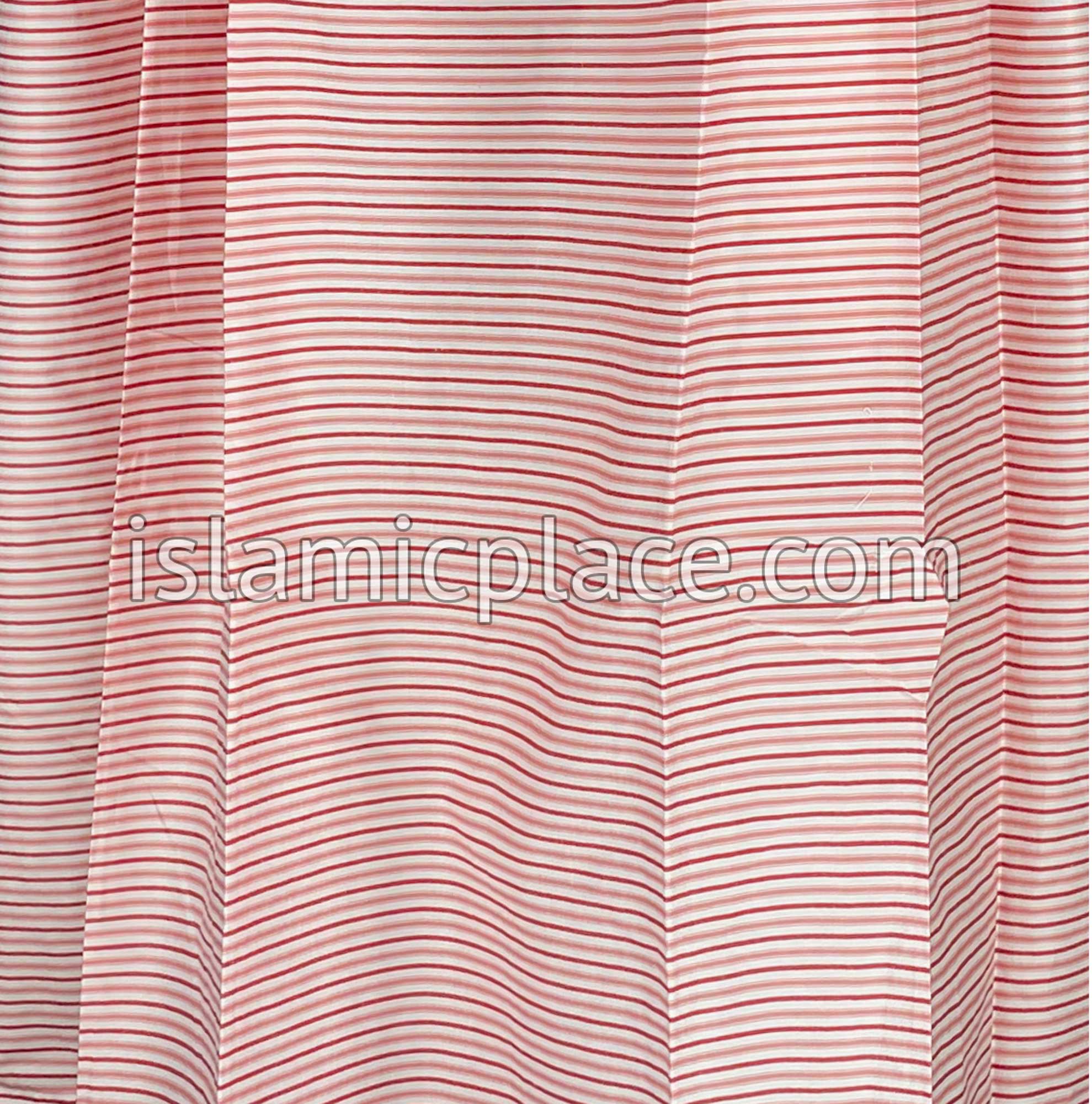 Cherry Red and White - Stripes Design Men Lungi Izar
