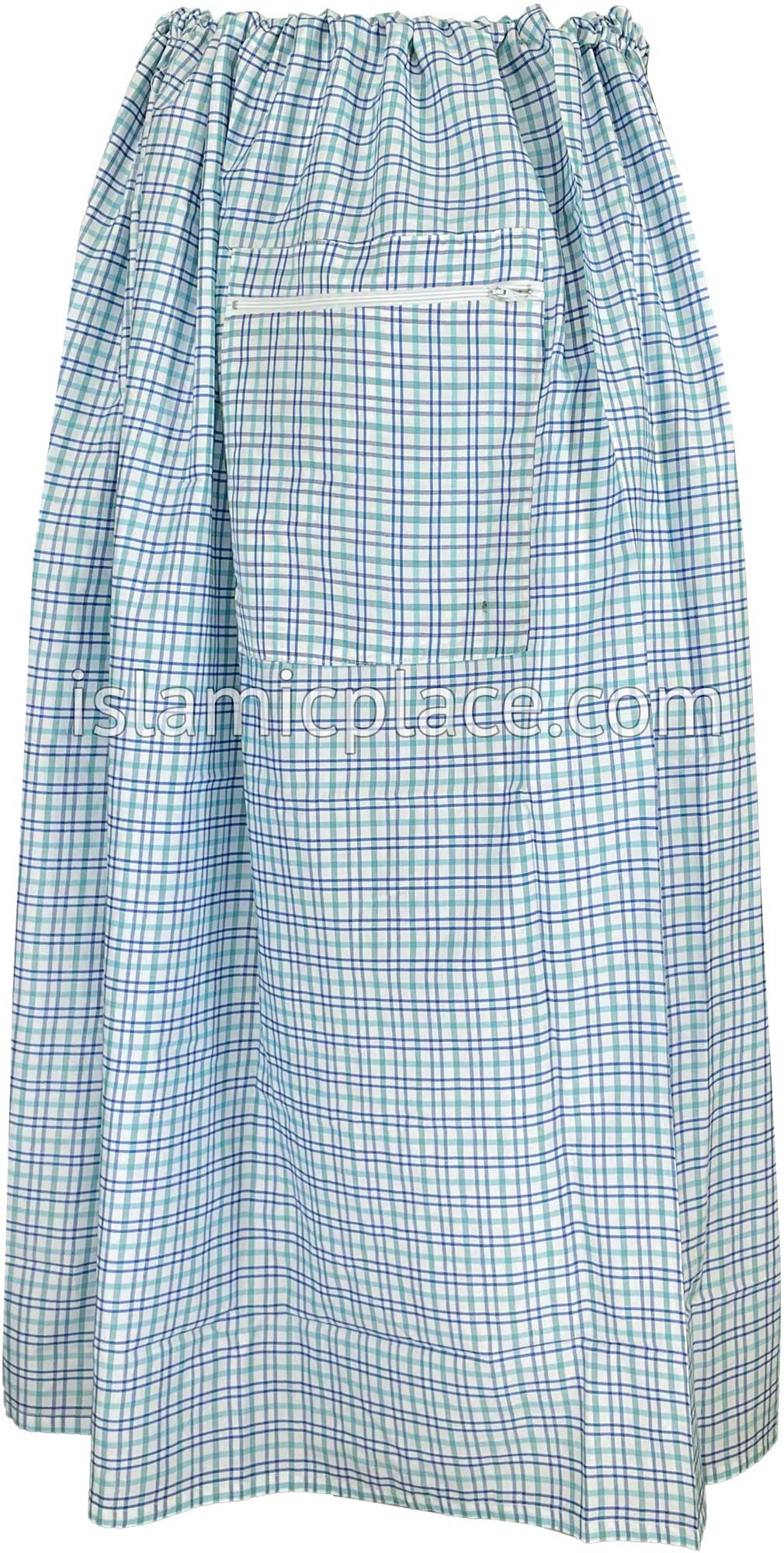 White, Teal and Royal Blue - Plaid Design Men Lungi Izar