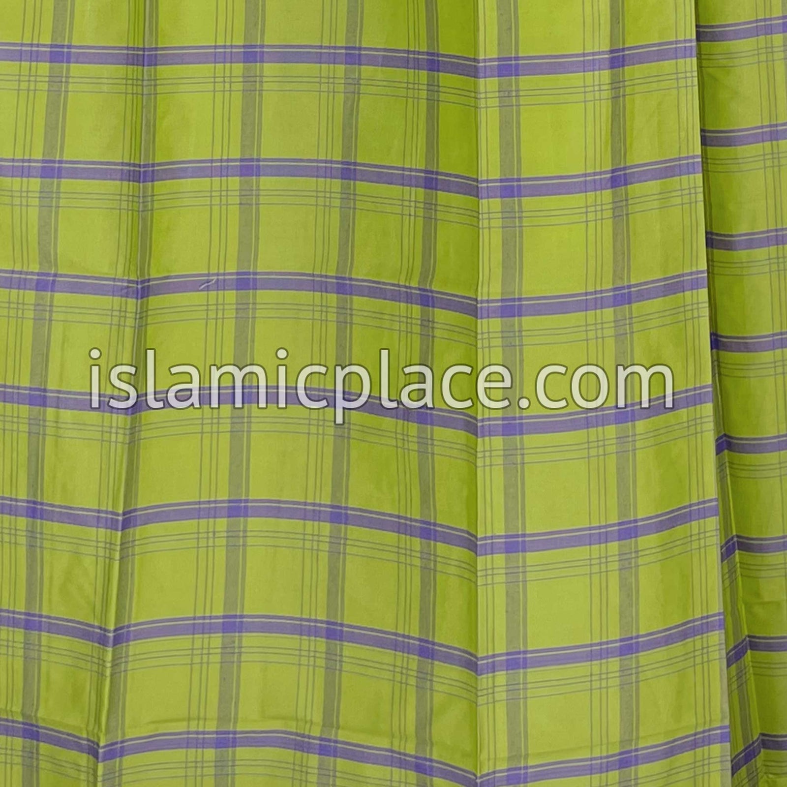 Lime Green and Purple - Plaid Design Men Lungi Izar