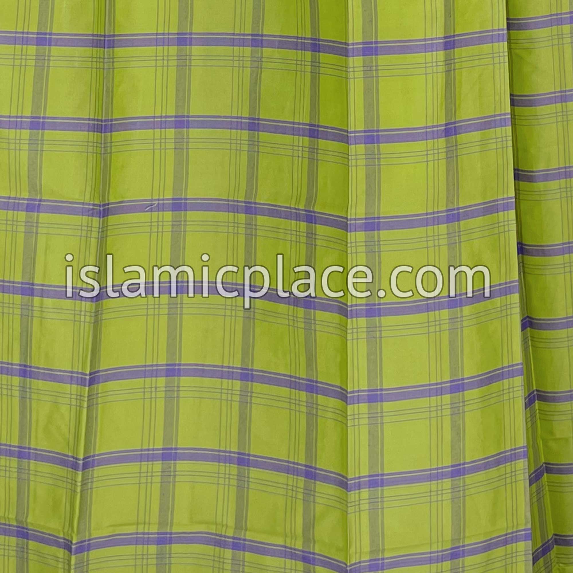 Lime Green and Purple - Plaid Design Men Lungi Izar