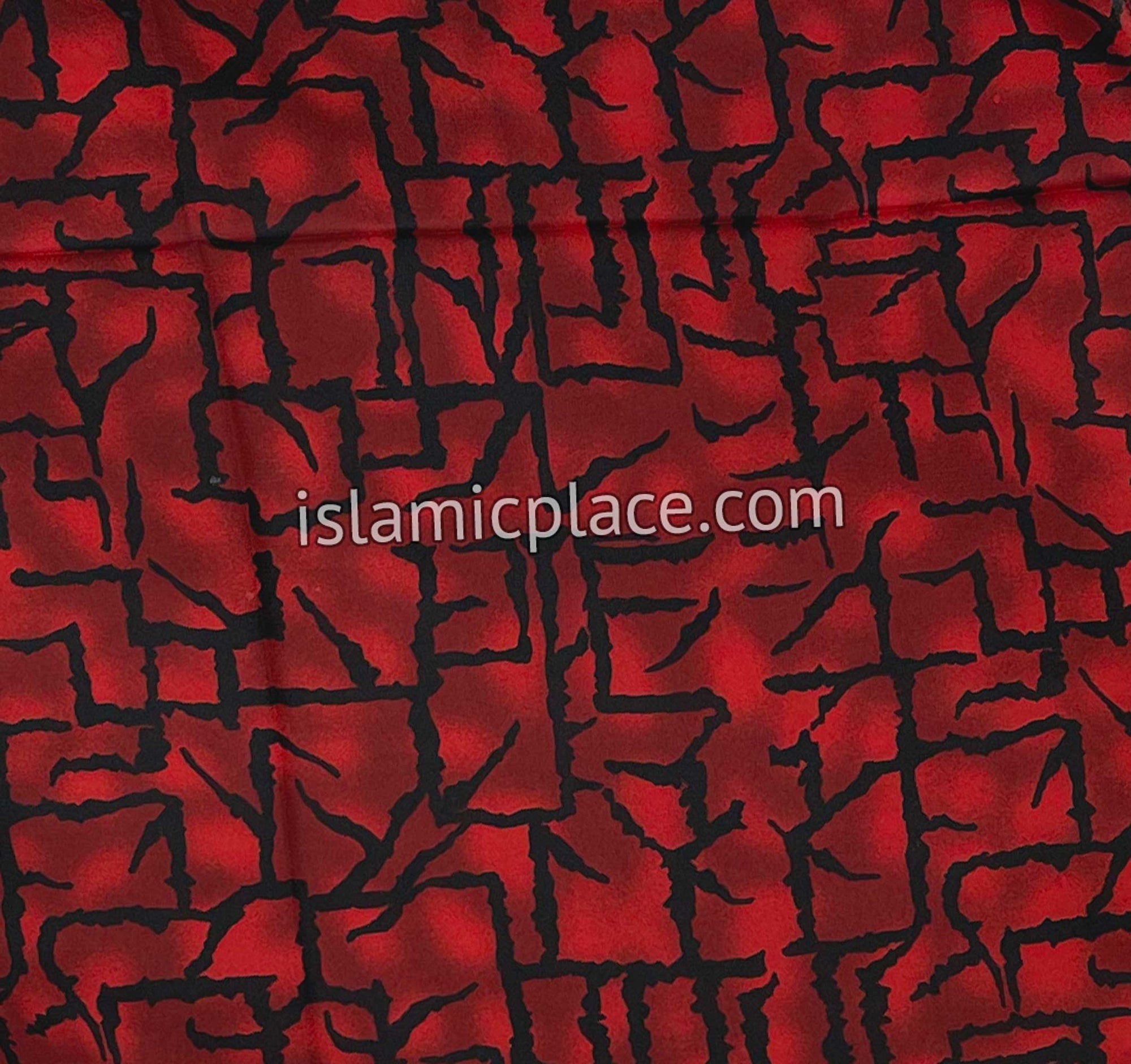 Red, Burgundy and Black Crackle Maze - 45" Square Printed Khimar