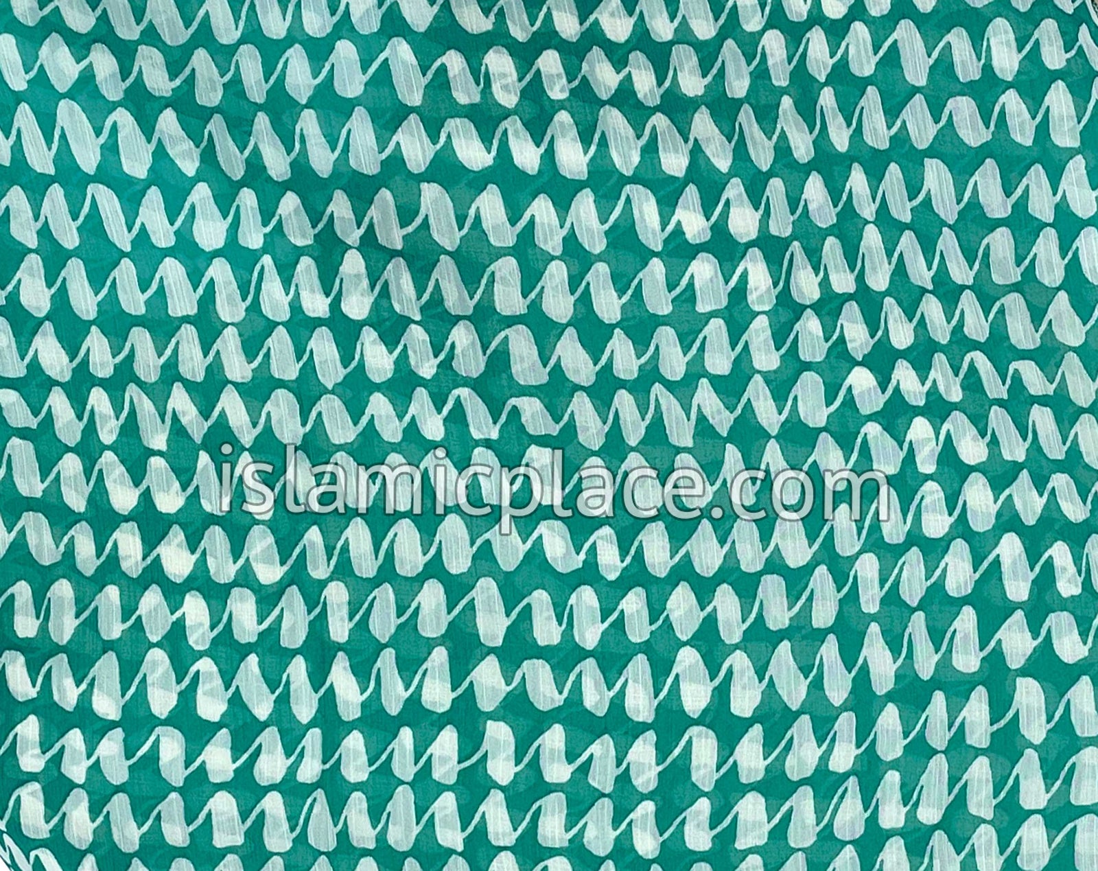 White Zig Zag Lines on Turquoise - 45" Square Printed Khimar