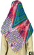 Plum, Coral, Navy, Yellow and Turquoise on White Dotted Diamond Shape Design - 45" Square Printed Khimar