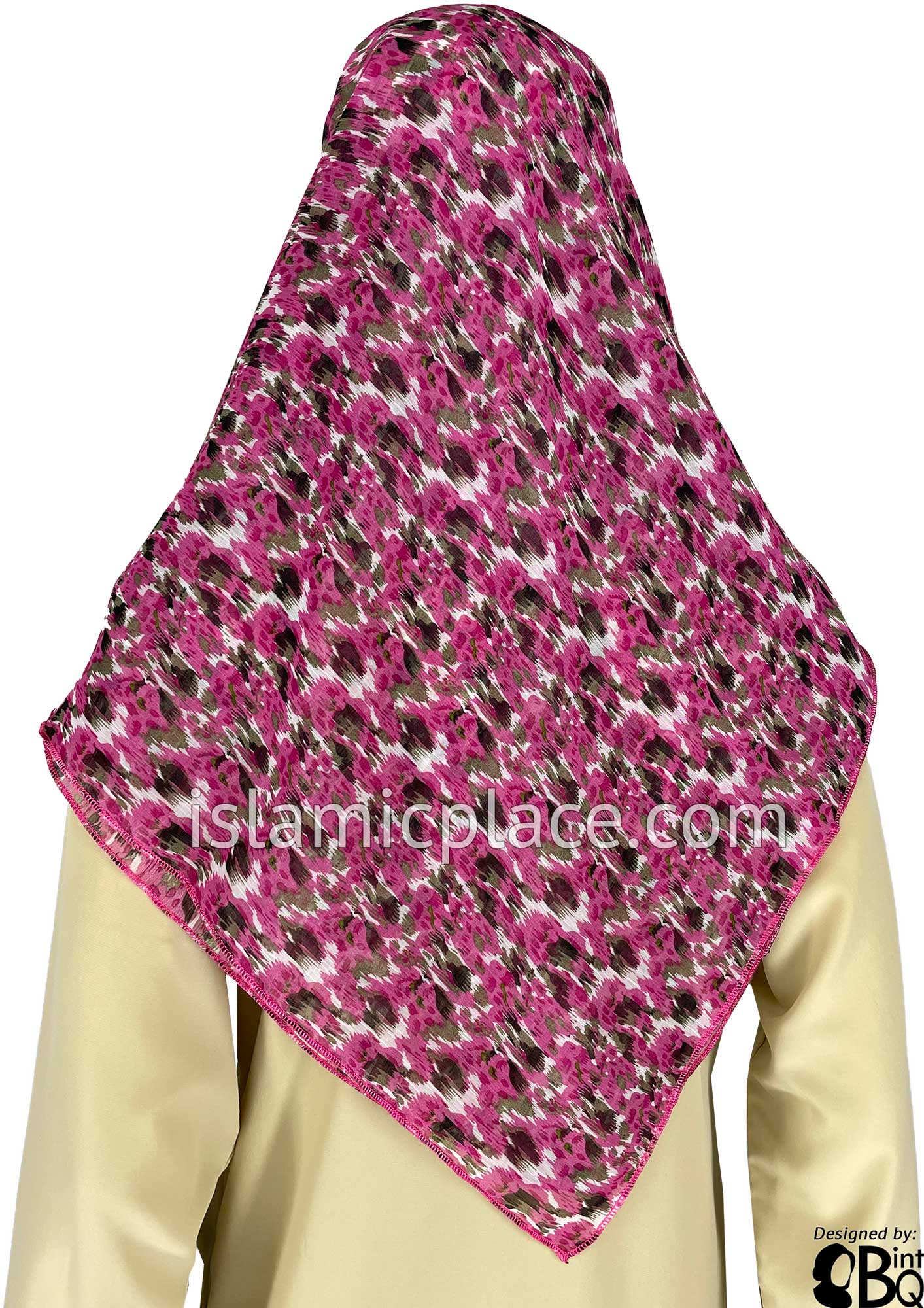 Pink, Brown, White and Oyster Abstract Cheetah Print - 45" Square Printed Khimar