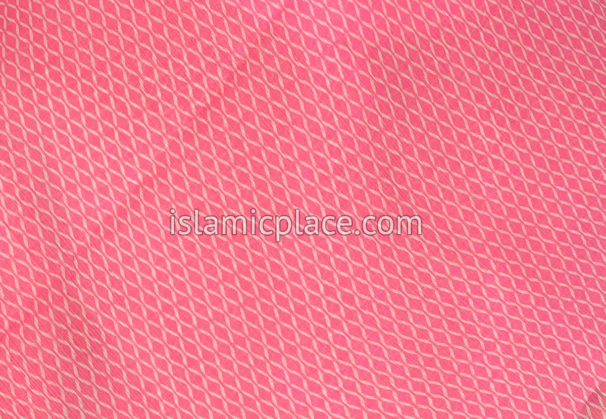 White Diamonds on Peachy Pink Base - 45" Square Printed Khimar