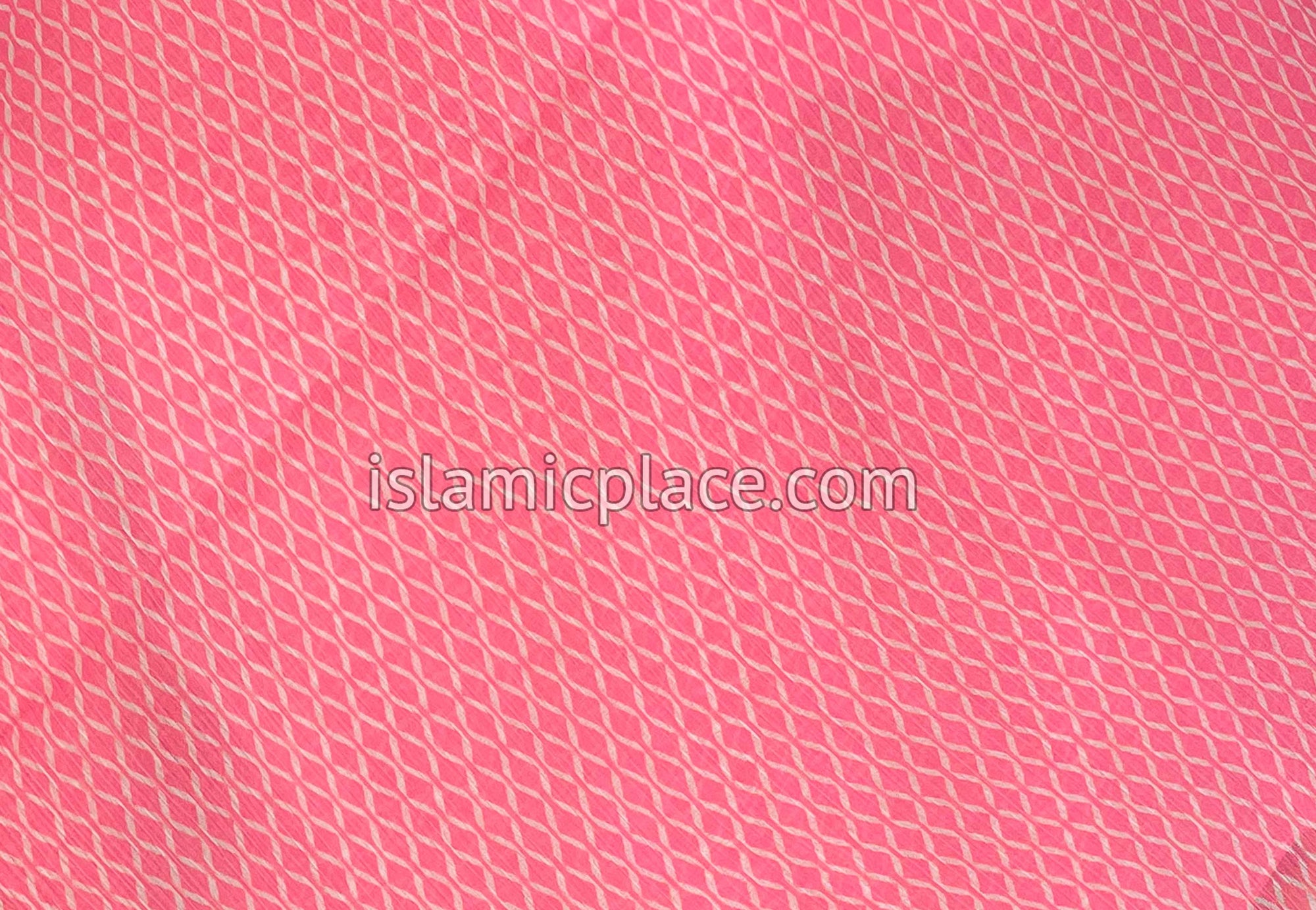 White Diamonds on Peachy Pink Base - 45" Square Printed Khimar