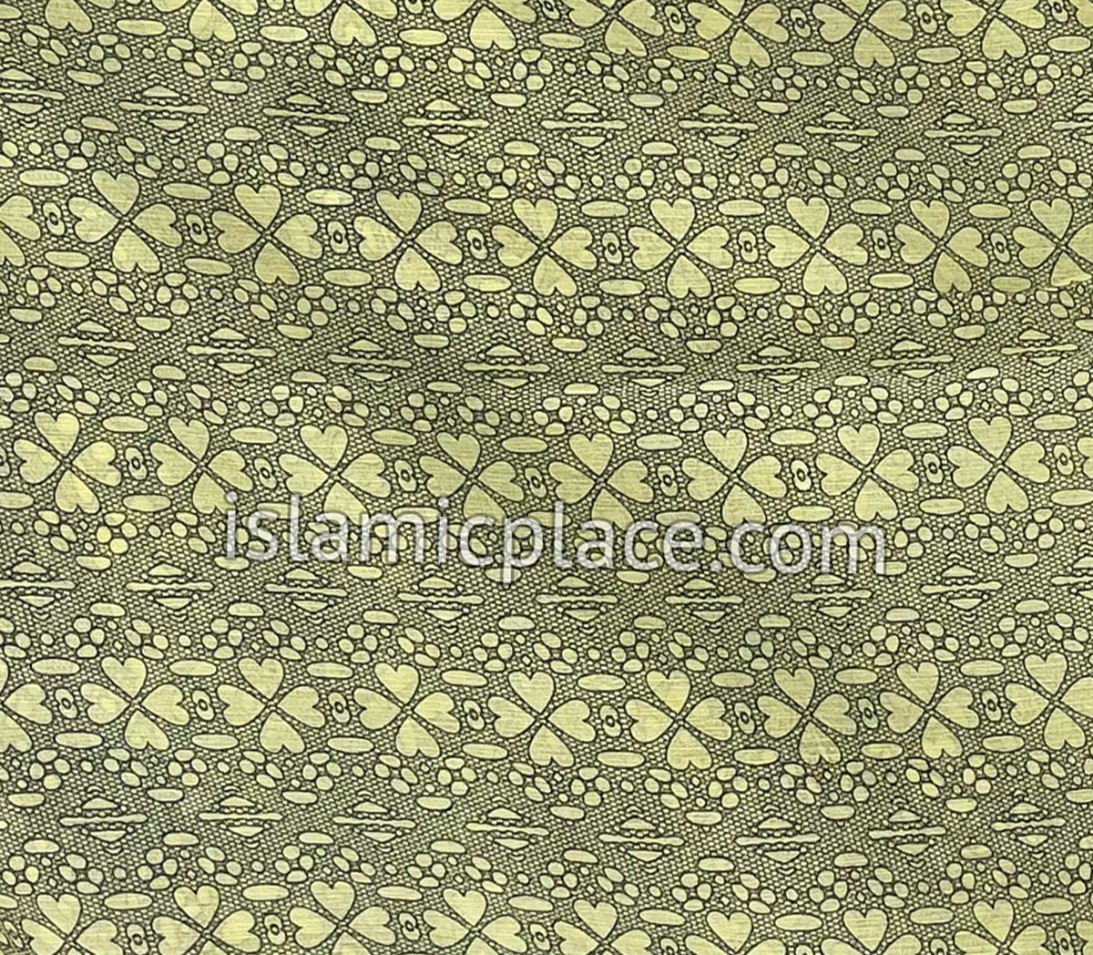 Mustard Green with Yellowish Pattern - 45" Square Printed Khimar