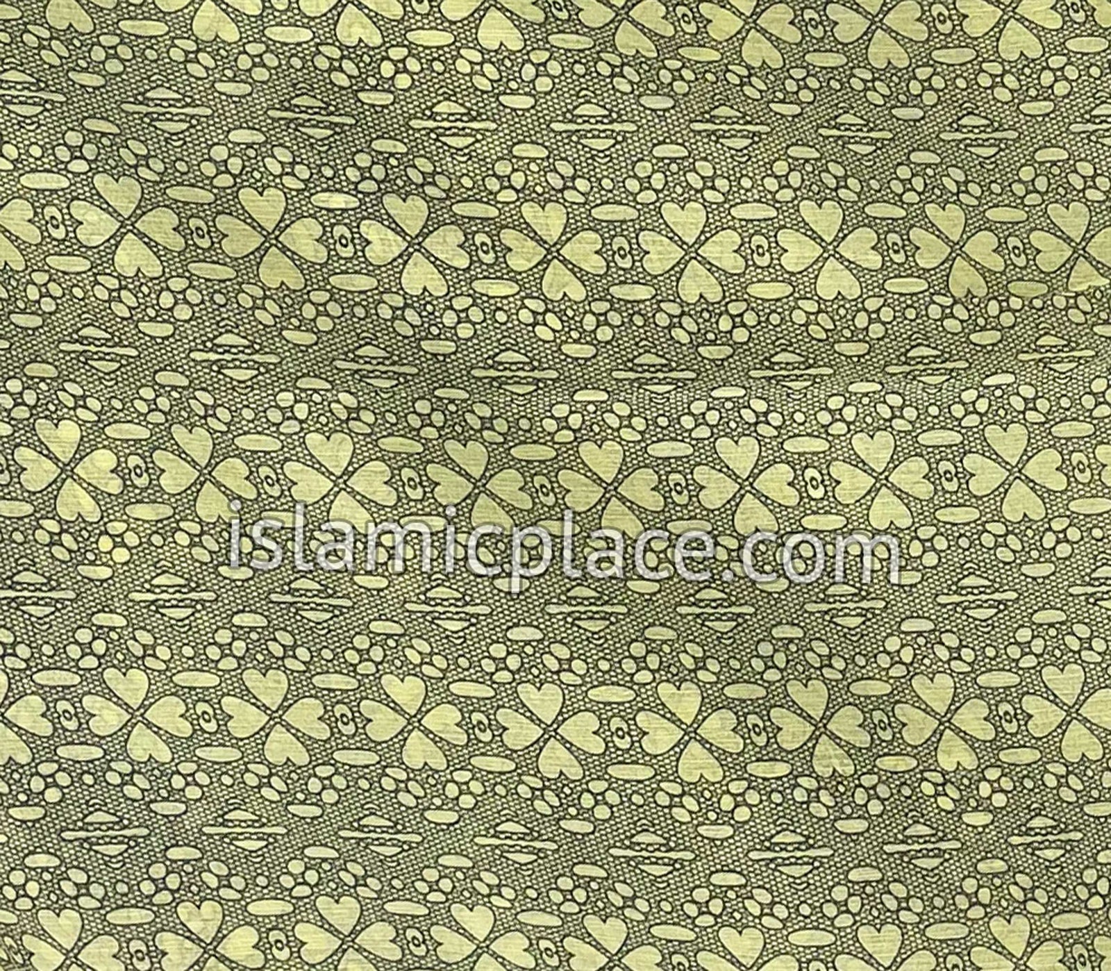 Mustard Green with Yellowish Pattern - 45" Square Printed Khimar