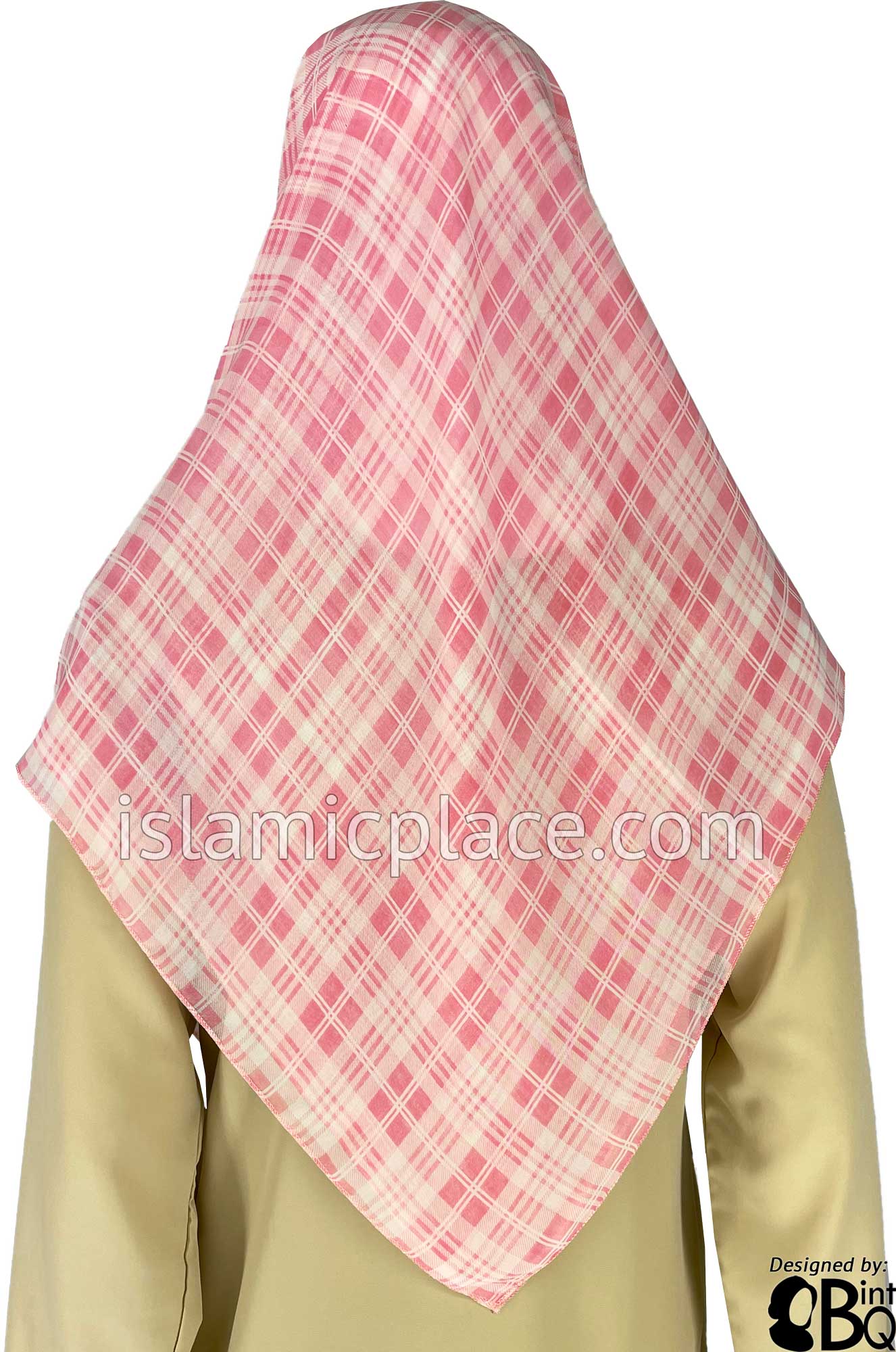 Soft Pastel Shades of Pink Plaid - 45" Square Printed Khimar