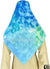 Turquoise, Blue, Lime Green and Pastel Green Abstract Floral Design - 45" Square Printed Khimar