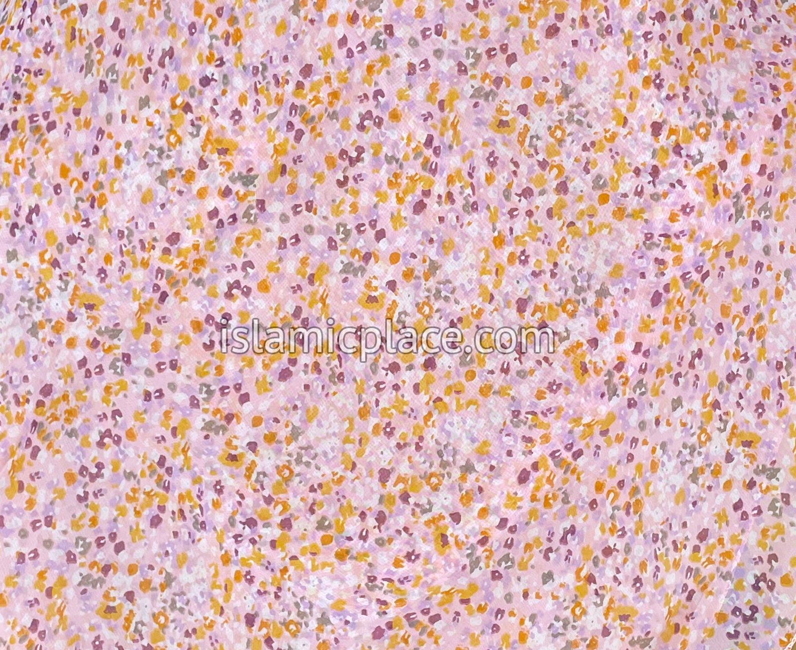 Muave, Mustard and Gray Flowers on Baby Pink Base - 45" Square Printed Khimar