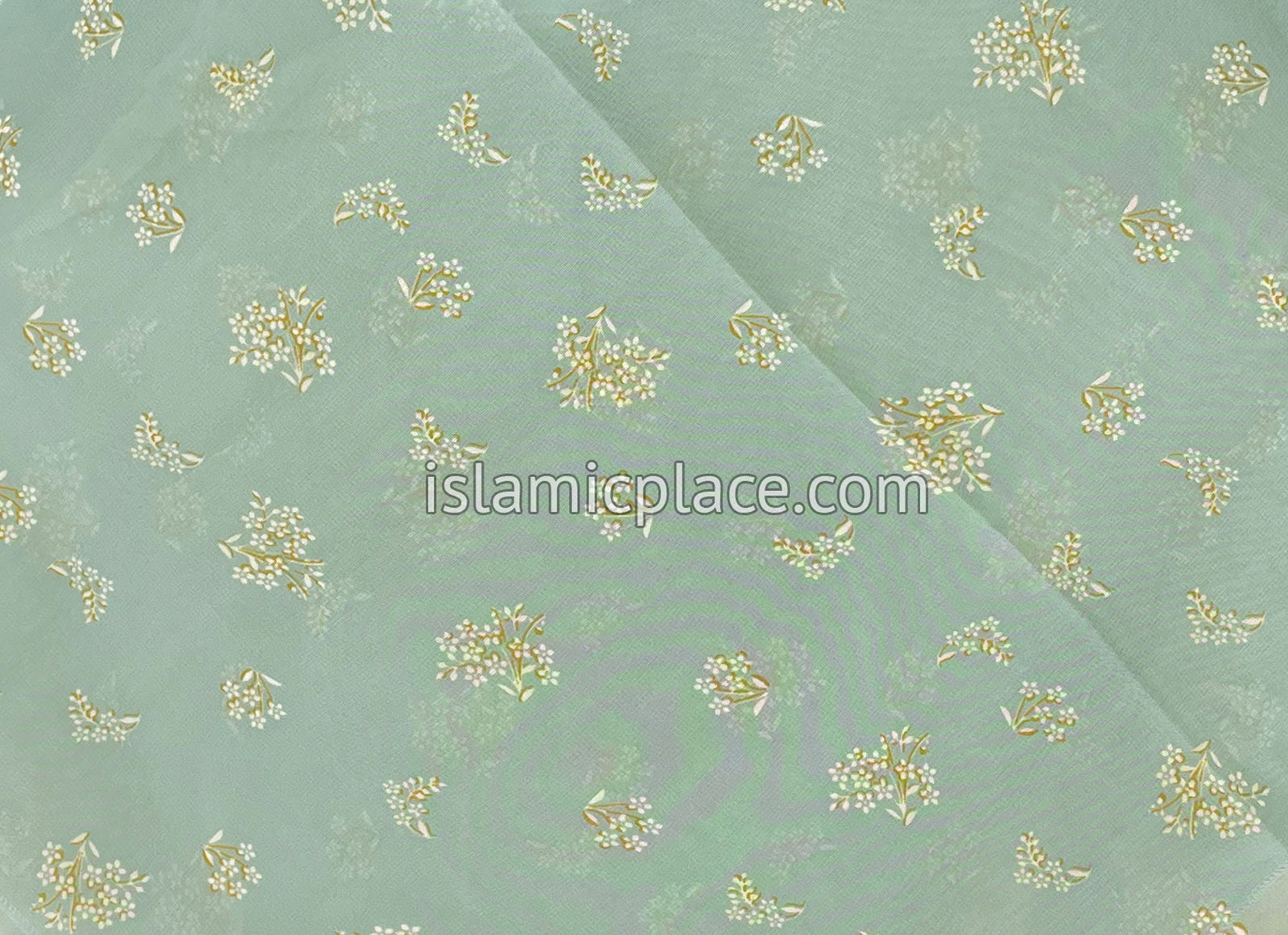 Mustard and White Flower Bunches on Gray - 45" Square Printed Khimar